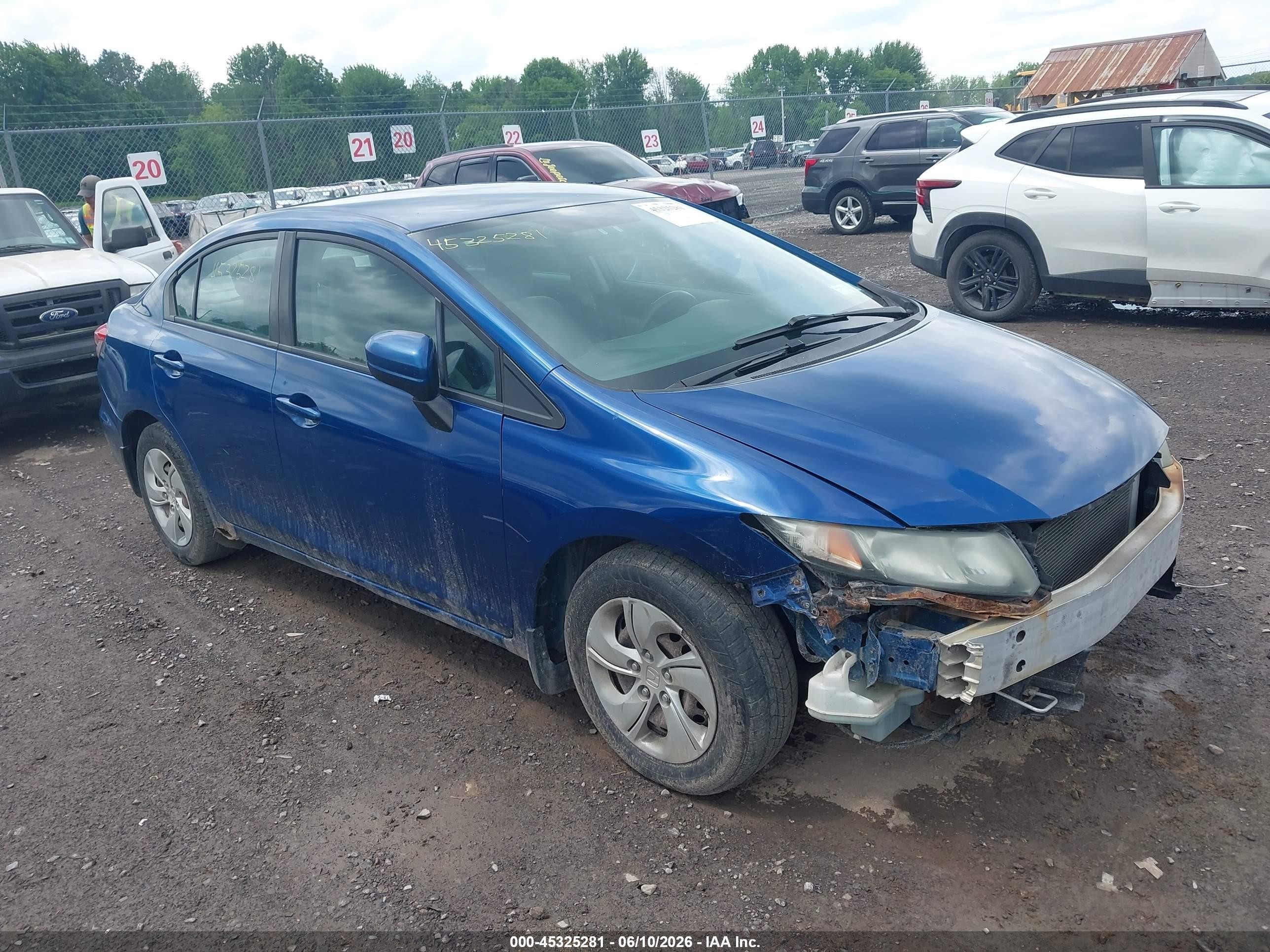2014 Honda Civic Lx Blue vin: 2HGFB2F52EH530977