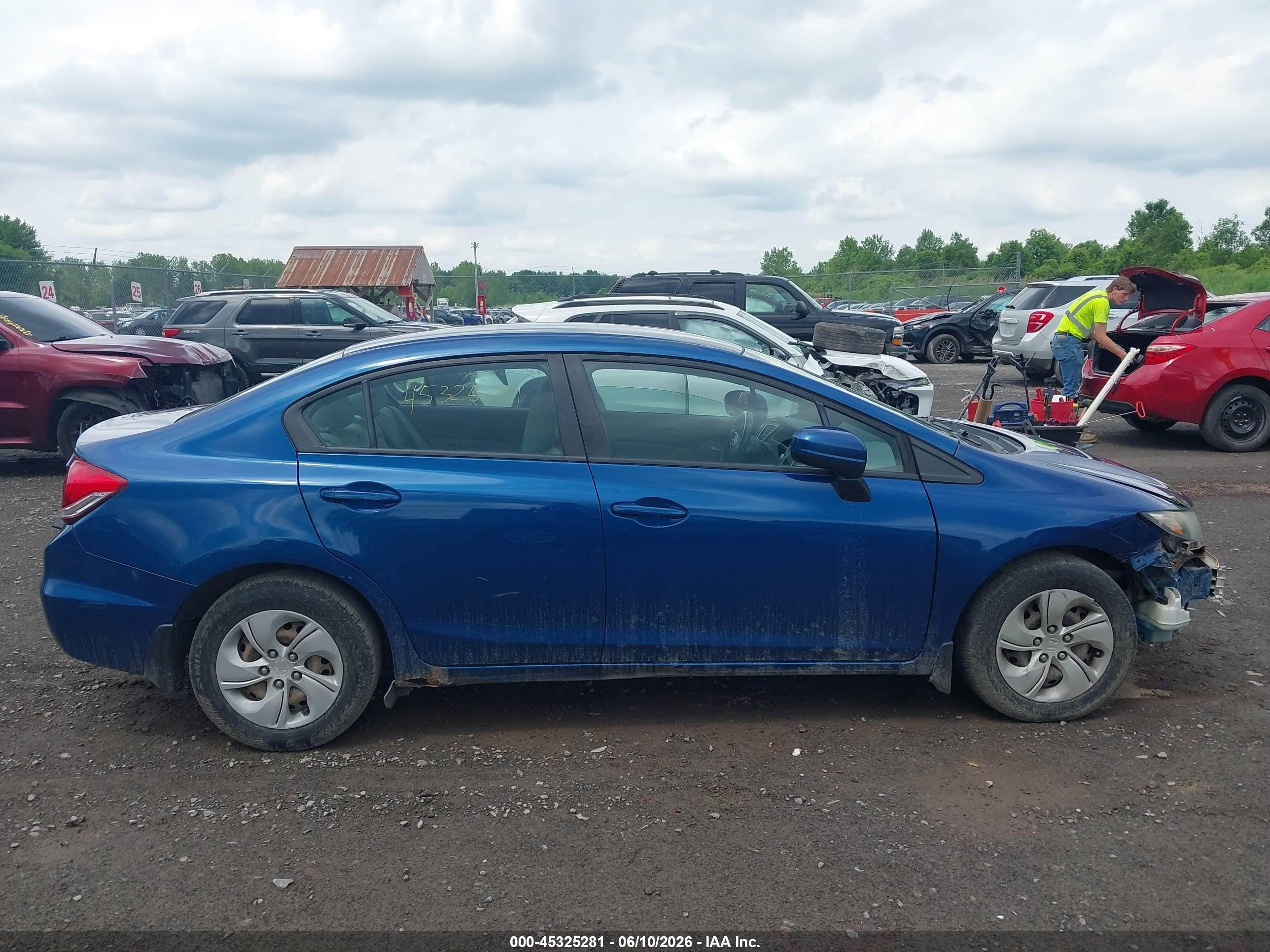 2014 Honda Civic Lx Blue vin: 2HGFB2F52EH530977
