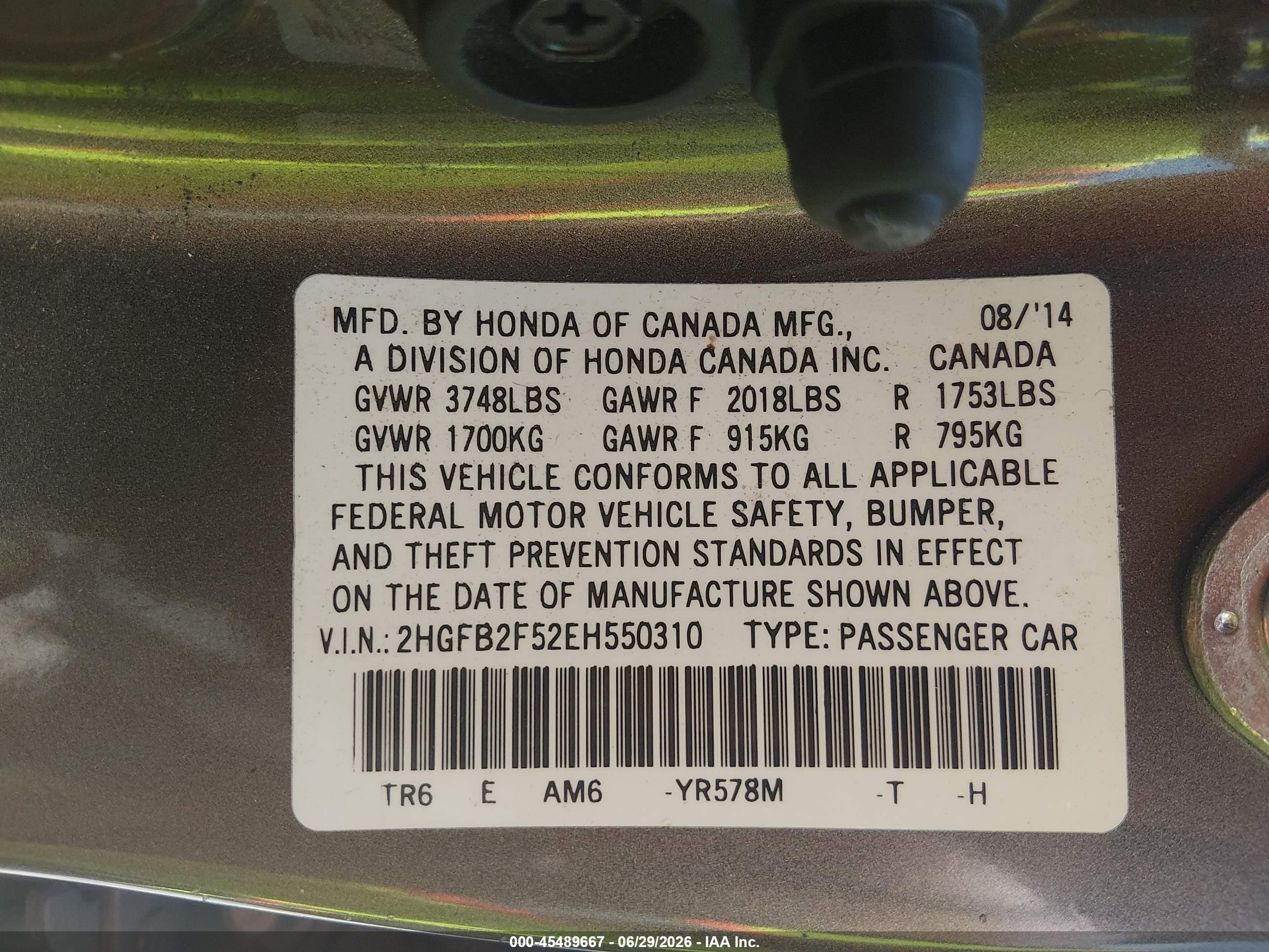 2014 Honda Civic Lx Gray vin: 2HGFB2F52EH550310
