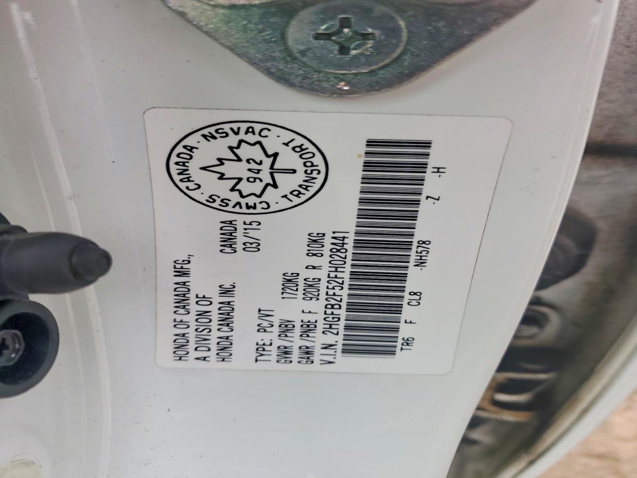 2015 Honda Civic Lx White vin: 2HGFB2F52FH028441