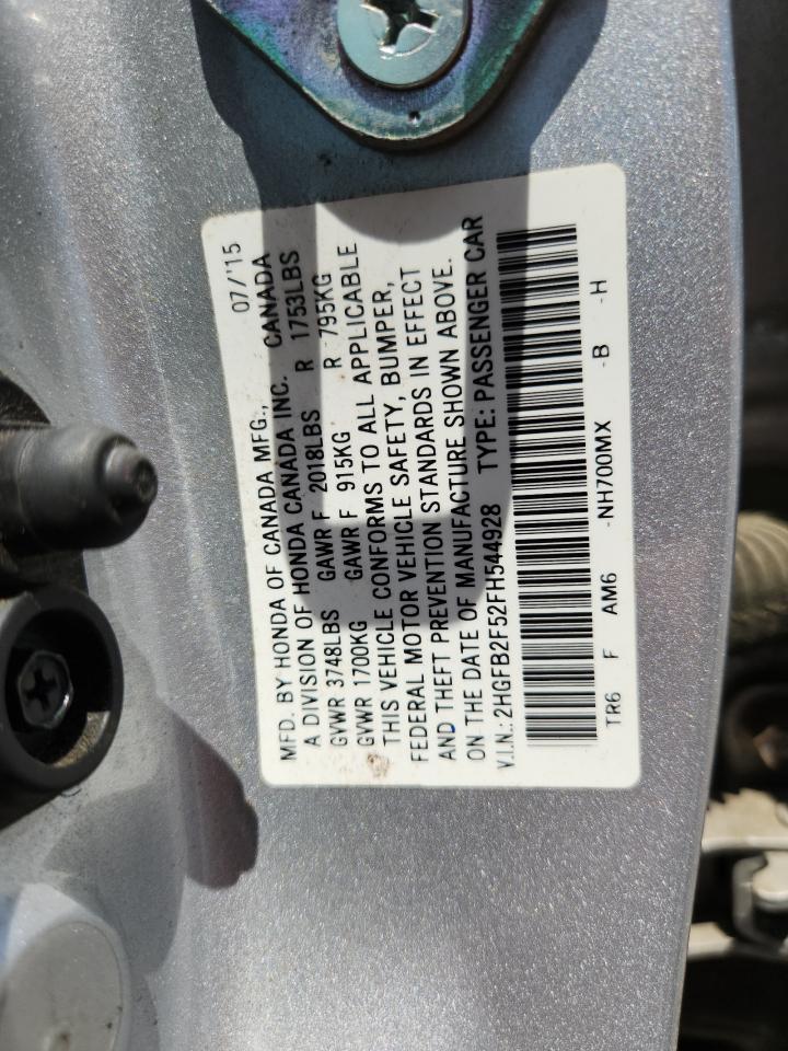 2015 Honda Civic Lx Silver vin: 2HGFB2F52FH544928