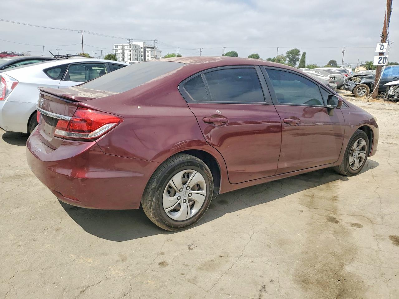 2015 Honda Civic Lx Burgundy vin: 2HGFB2F52FH547098