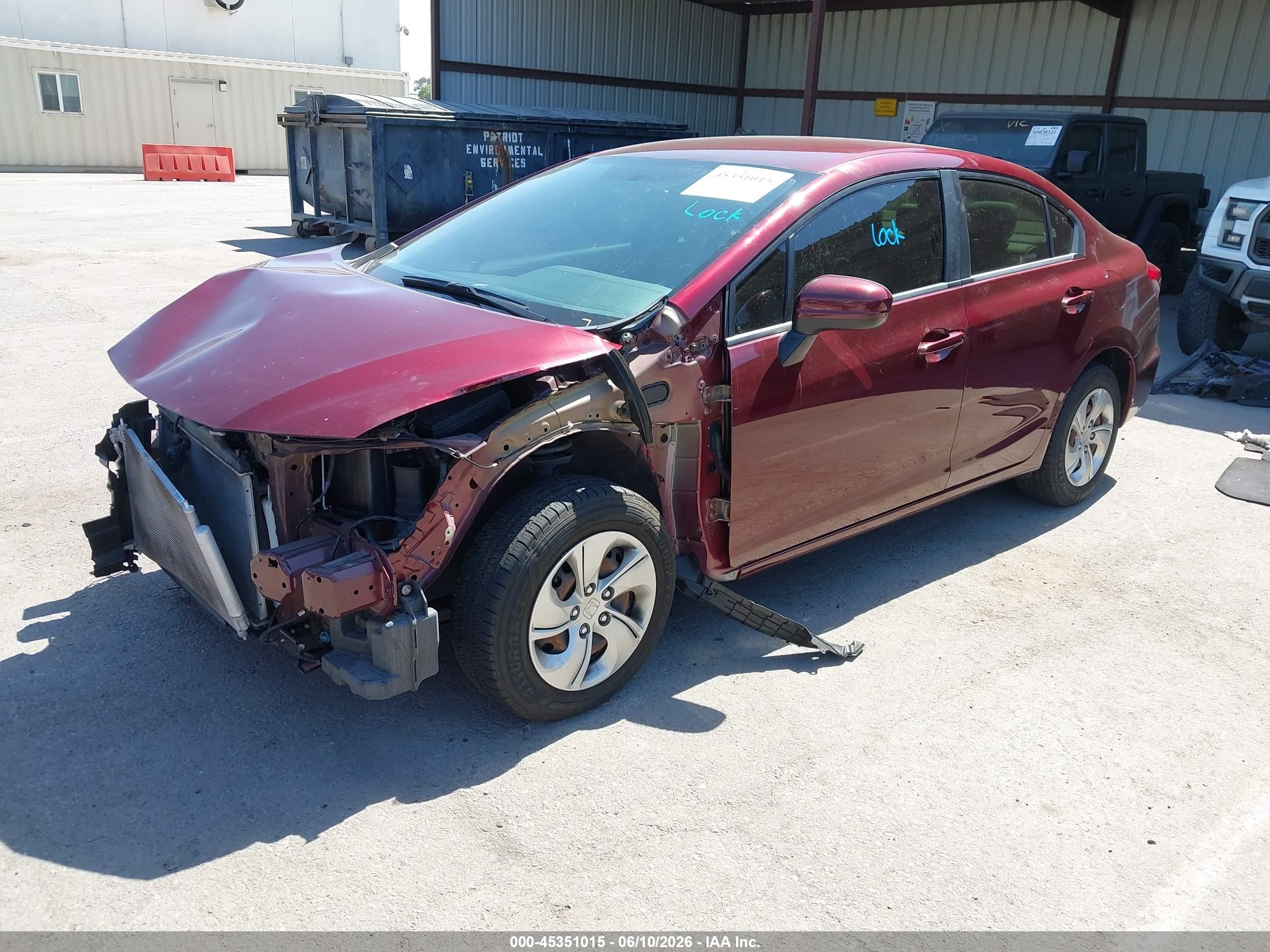 2015 Honda Civic Lx Red vin: 2HGFB2F52FH548753
