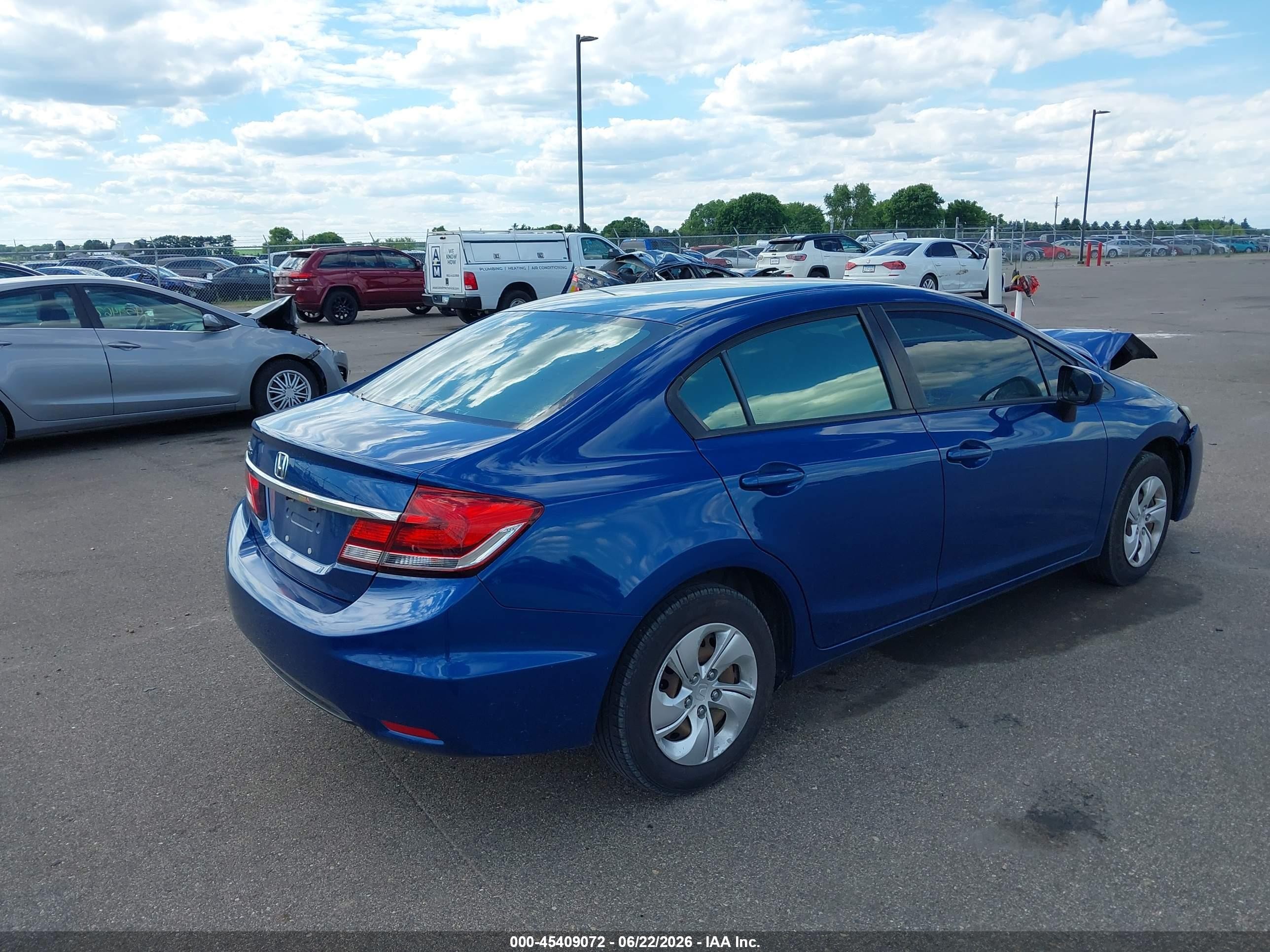 2015 Honda Civic Lx Blue vin: 2HGFB2F52FH554259
