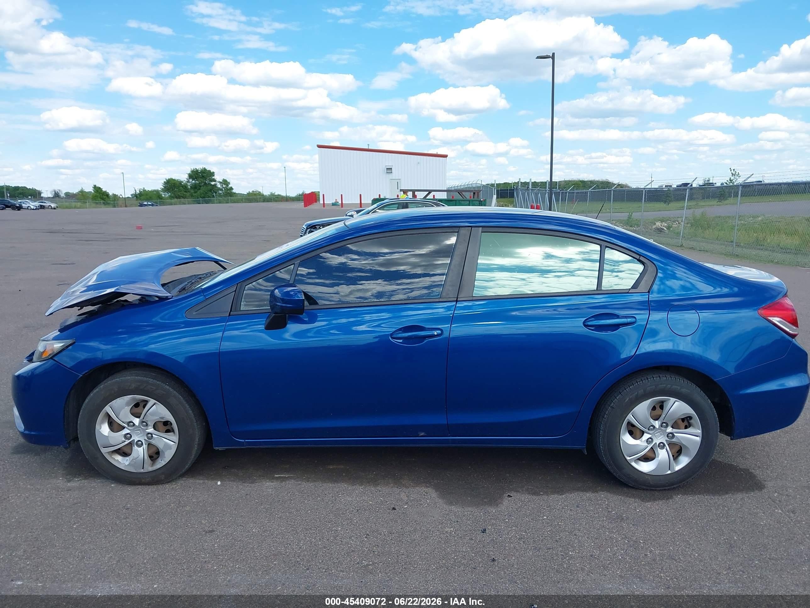 2015 Honda Civic Lx Blue vin: 2HGFB2F52FH554259