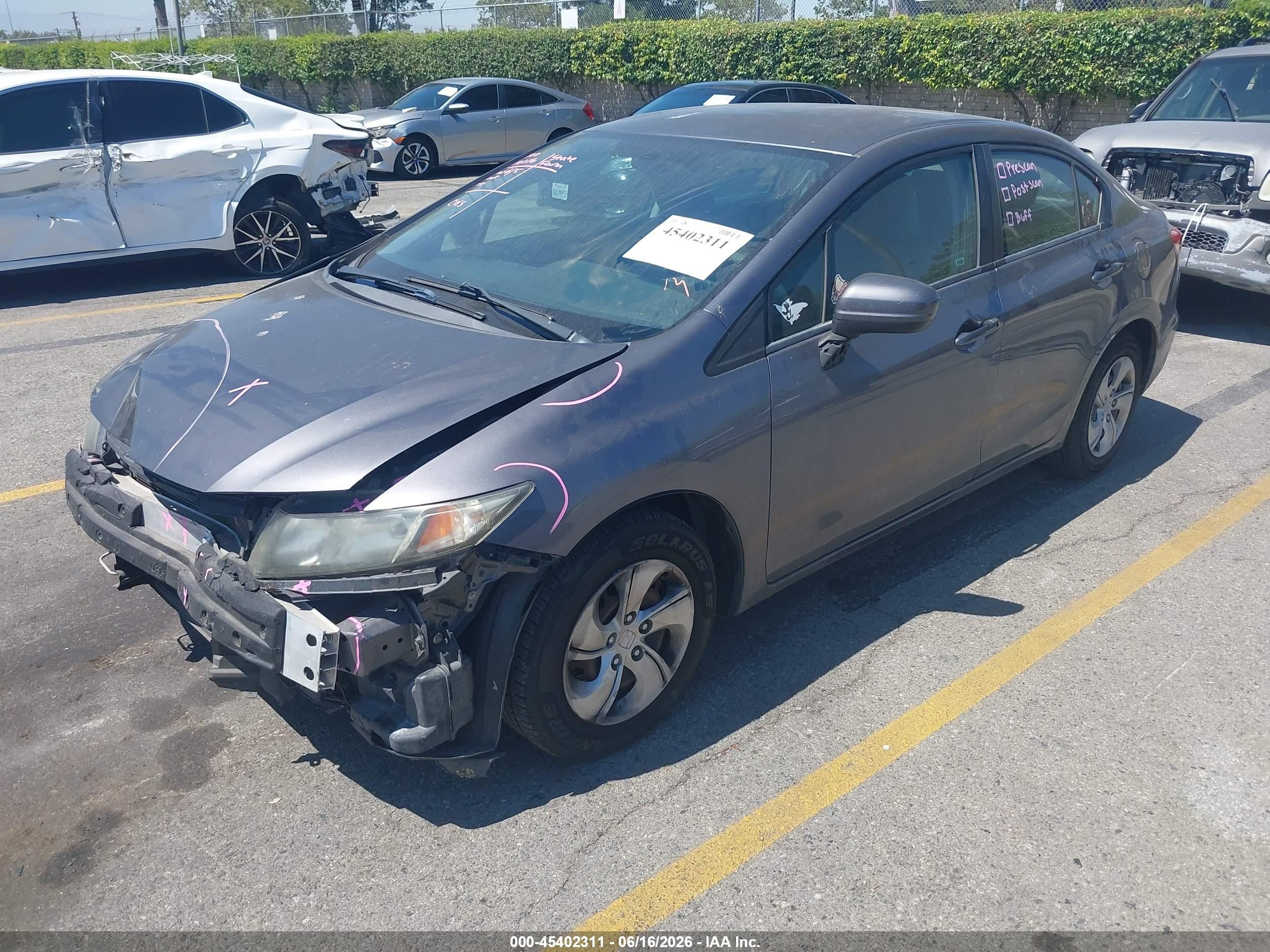 2015 Honda Civic Lx Gray vin: 2HGFB2F52FH563849