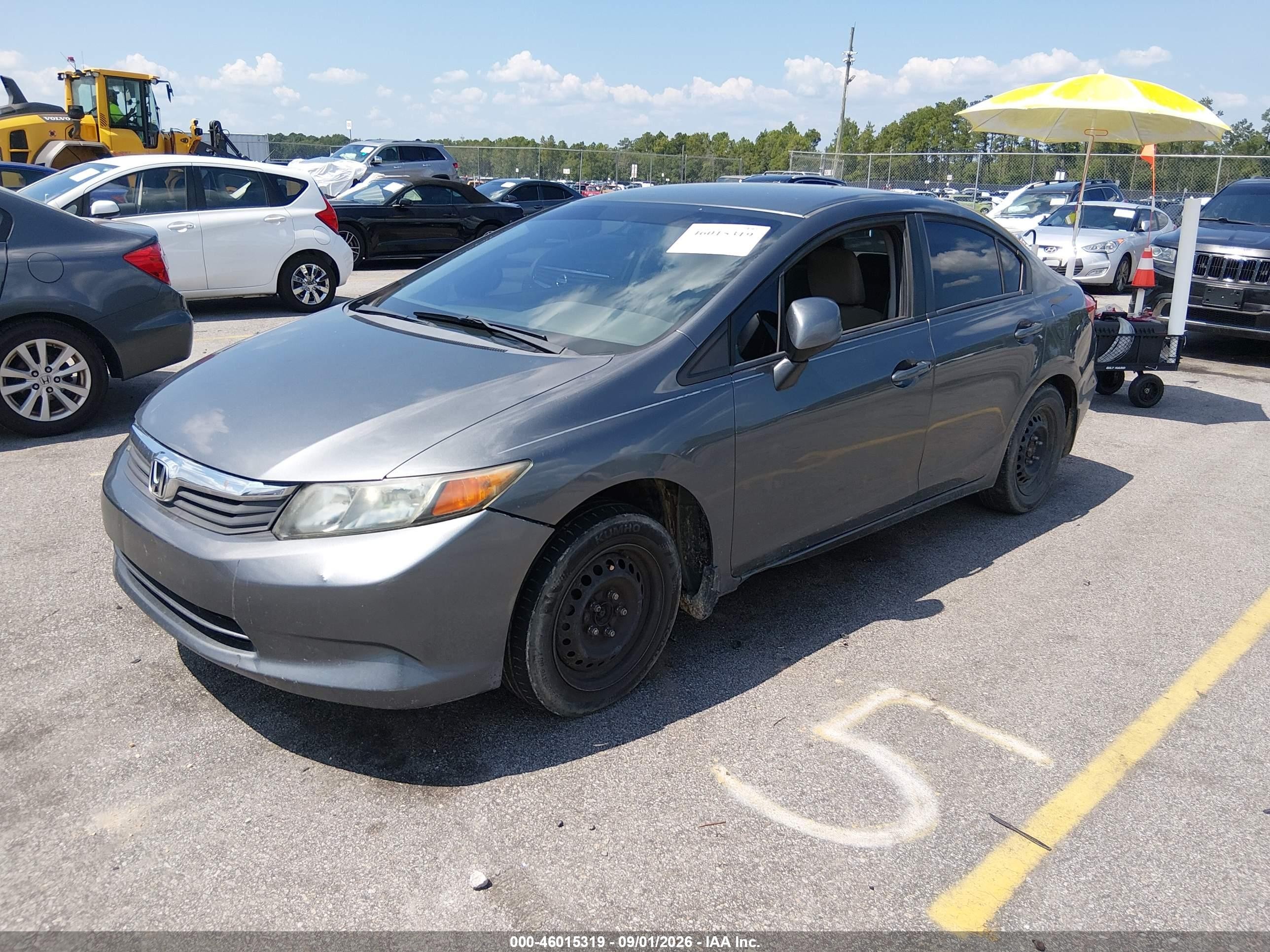 2012 Honda Civic Lx Gray vin: 2HGFB2F53CH319901