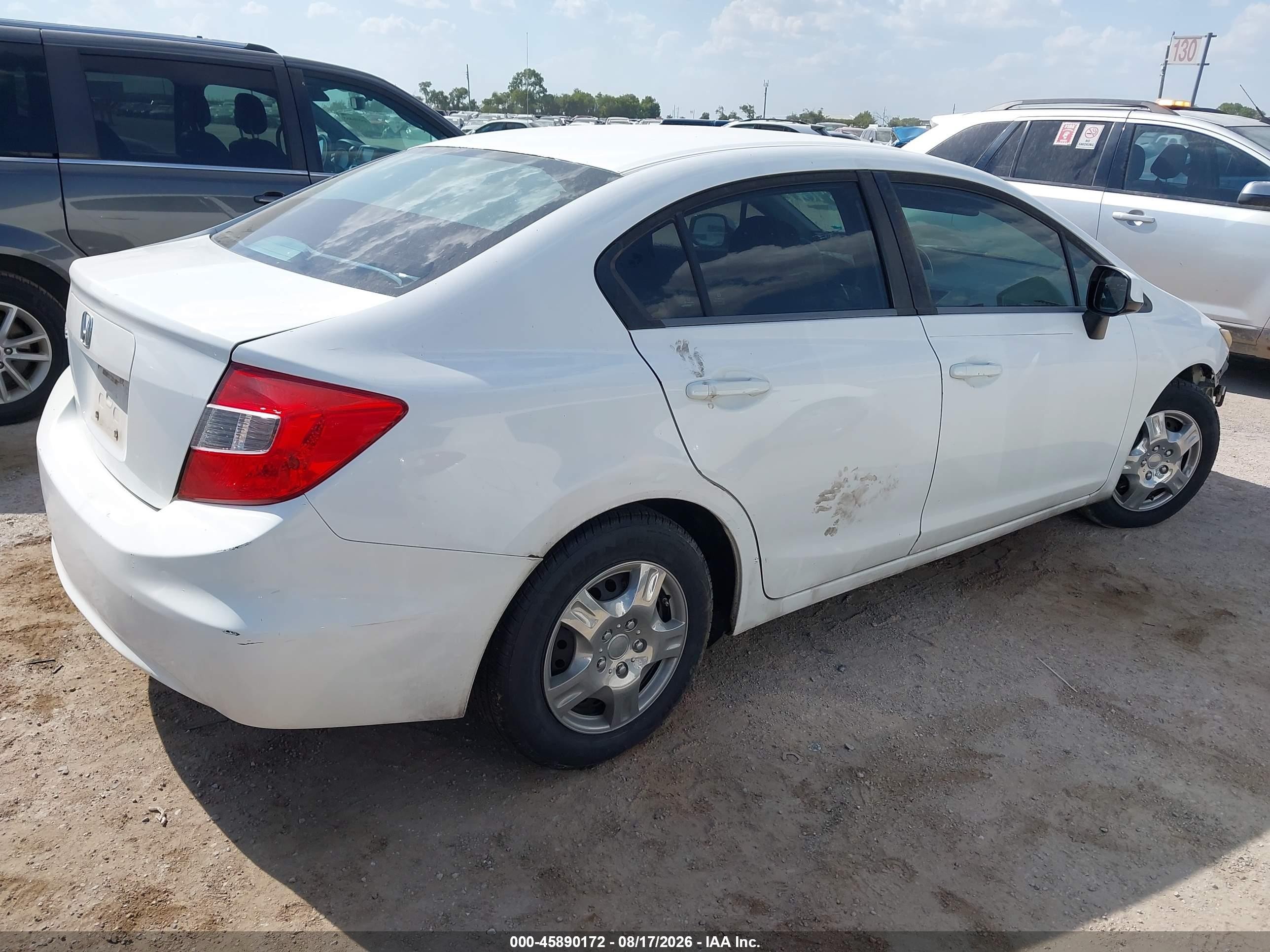 2012 Honda Civic Lx White vin: 2HGFB2F53CH326430