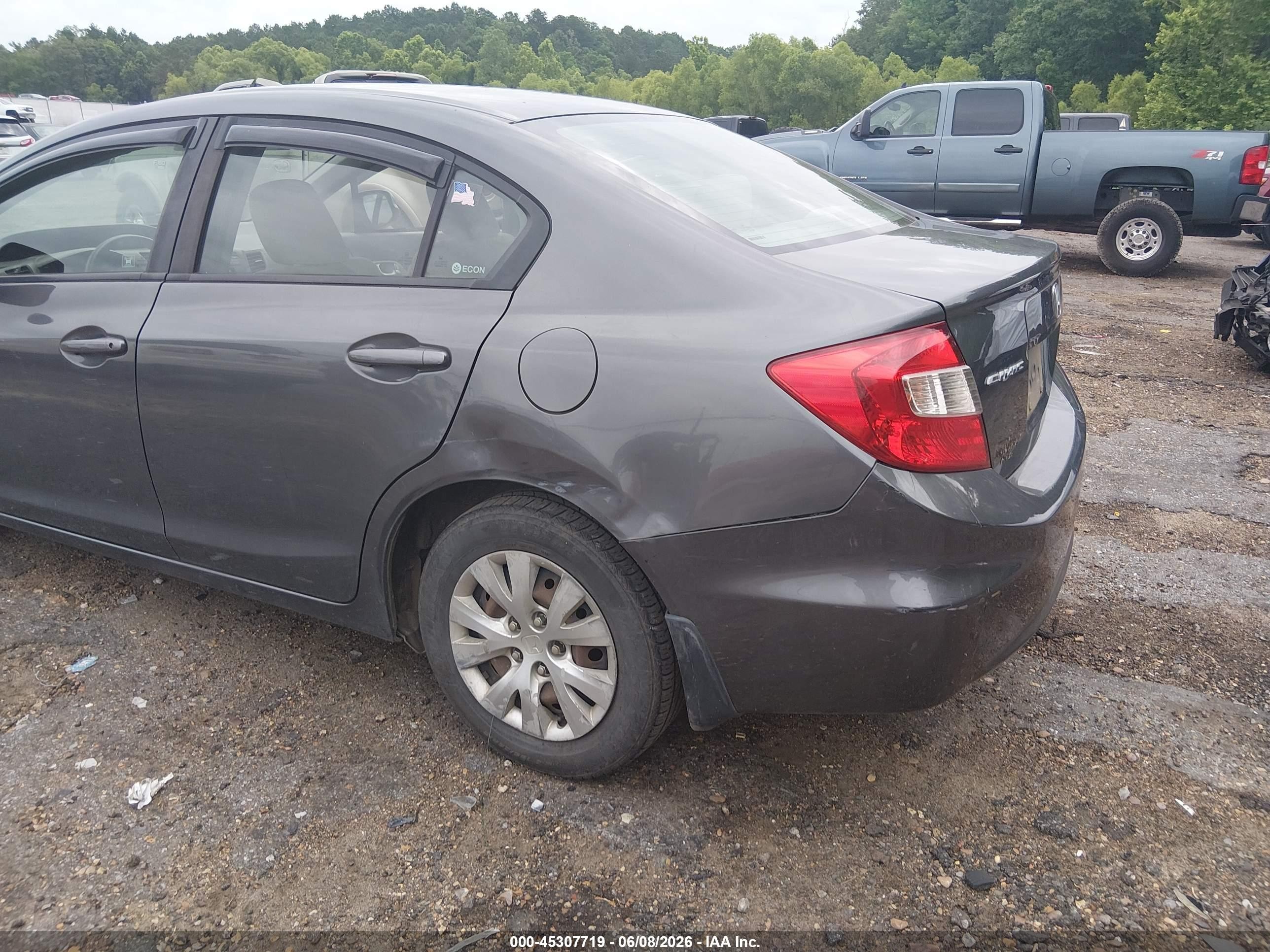 2012 Honda Civic Lx Gray vin: 2HGFB2F53CH333572