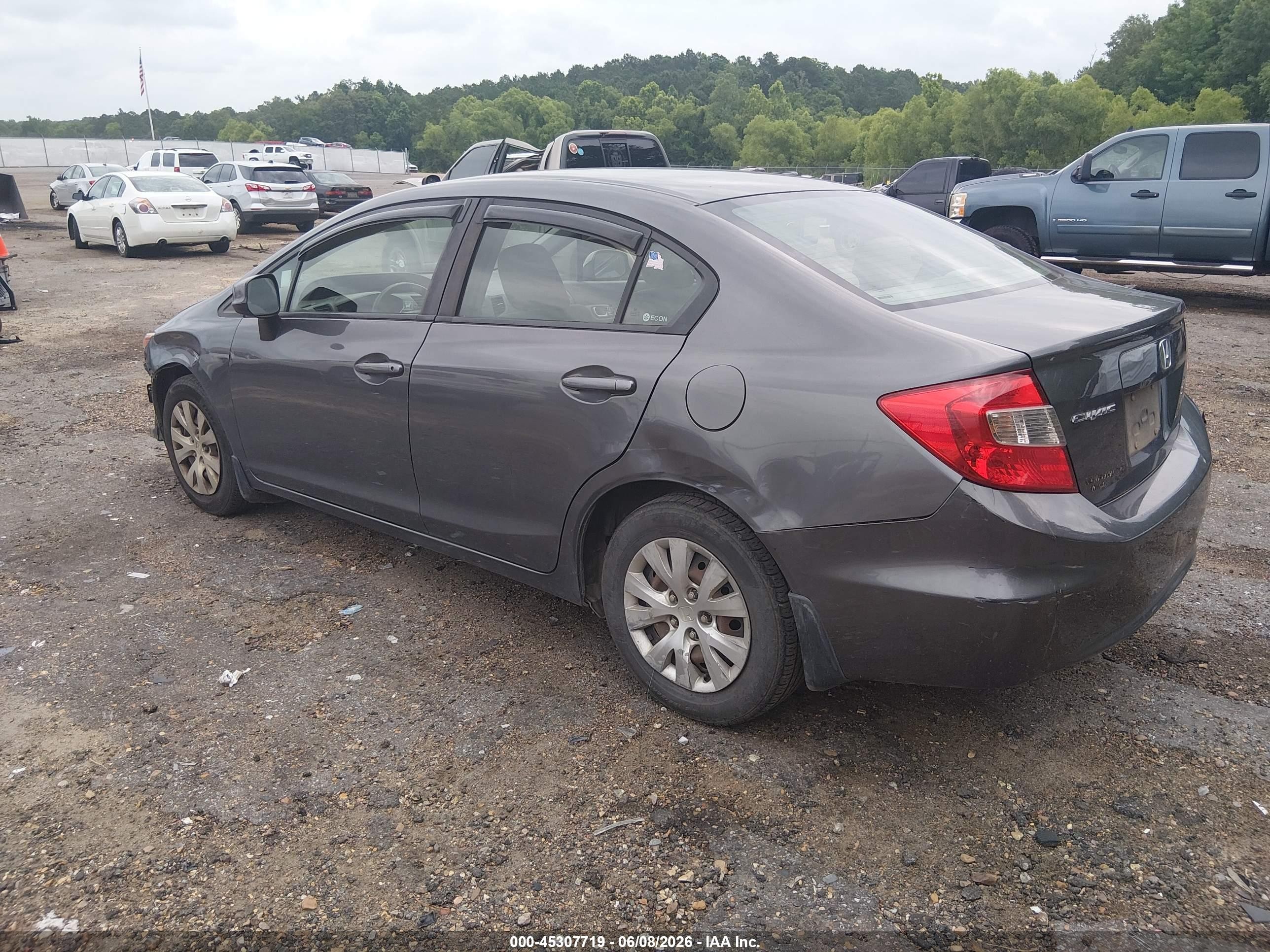 2012 Honda Civic Lx Gray vin: 2HGFB2F53CH333572