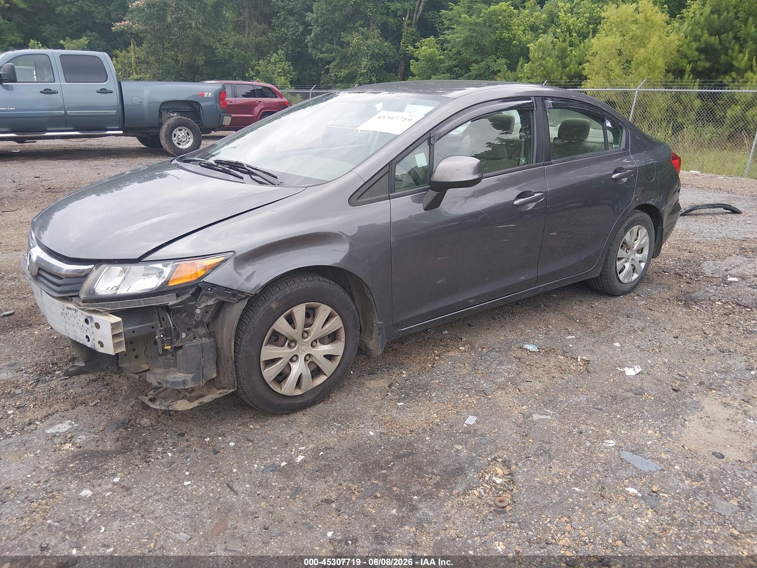 2012 Honda Civic Lx Gray vin: 2HGFB2F53CH333572