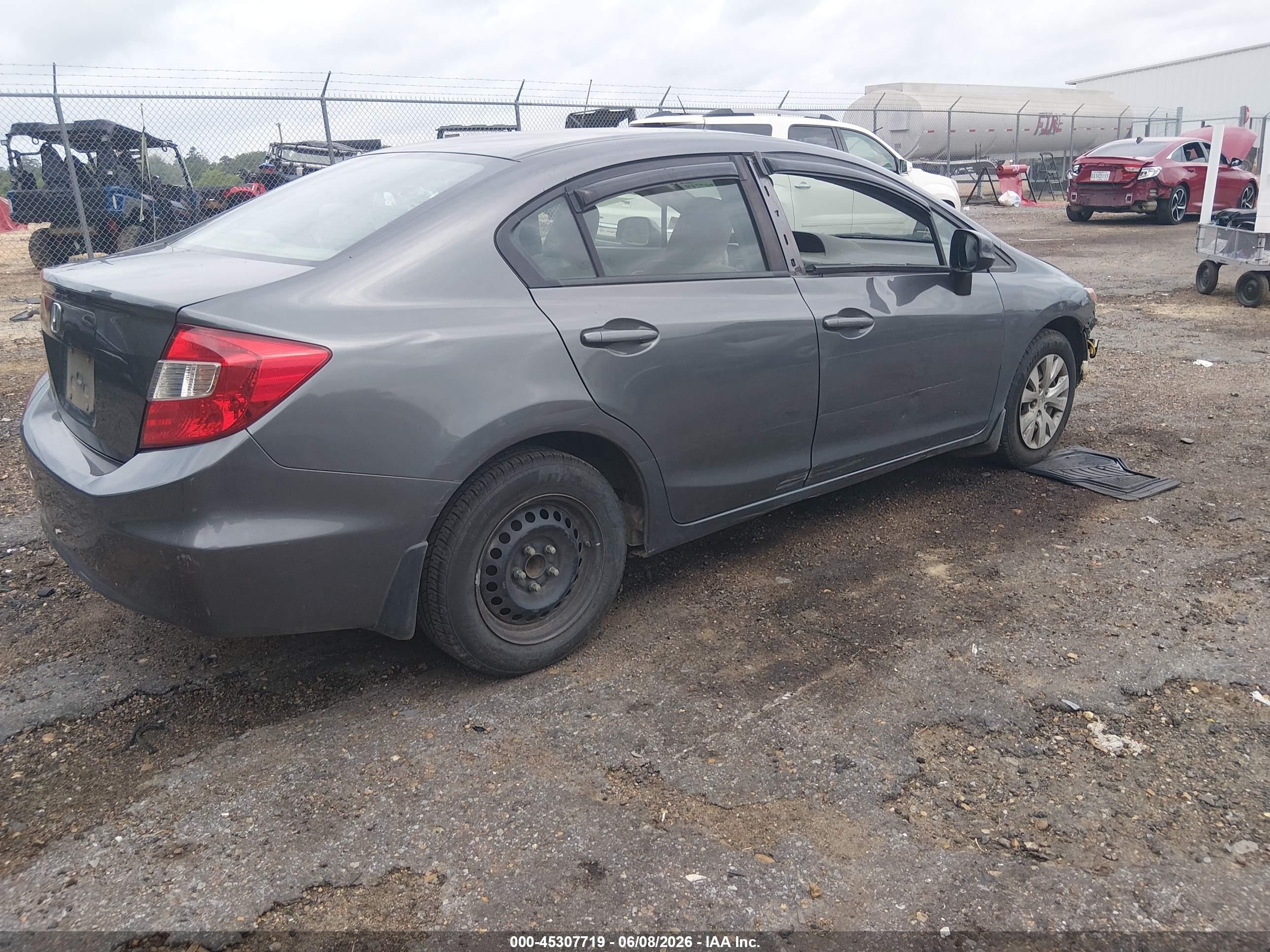 2012 Honda Civic Lx Gray vin: 2HGFB2F53CH333572