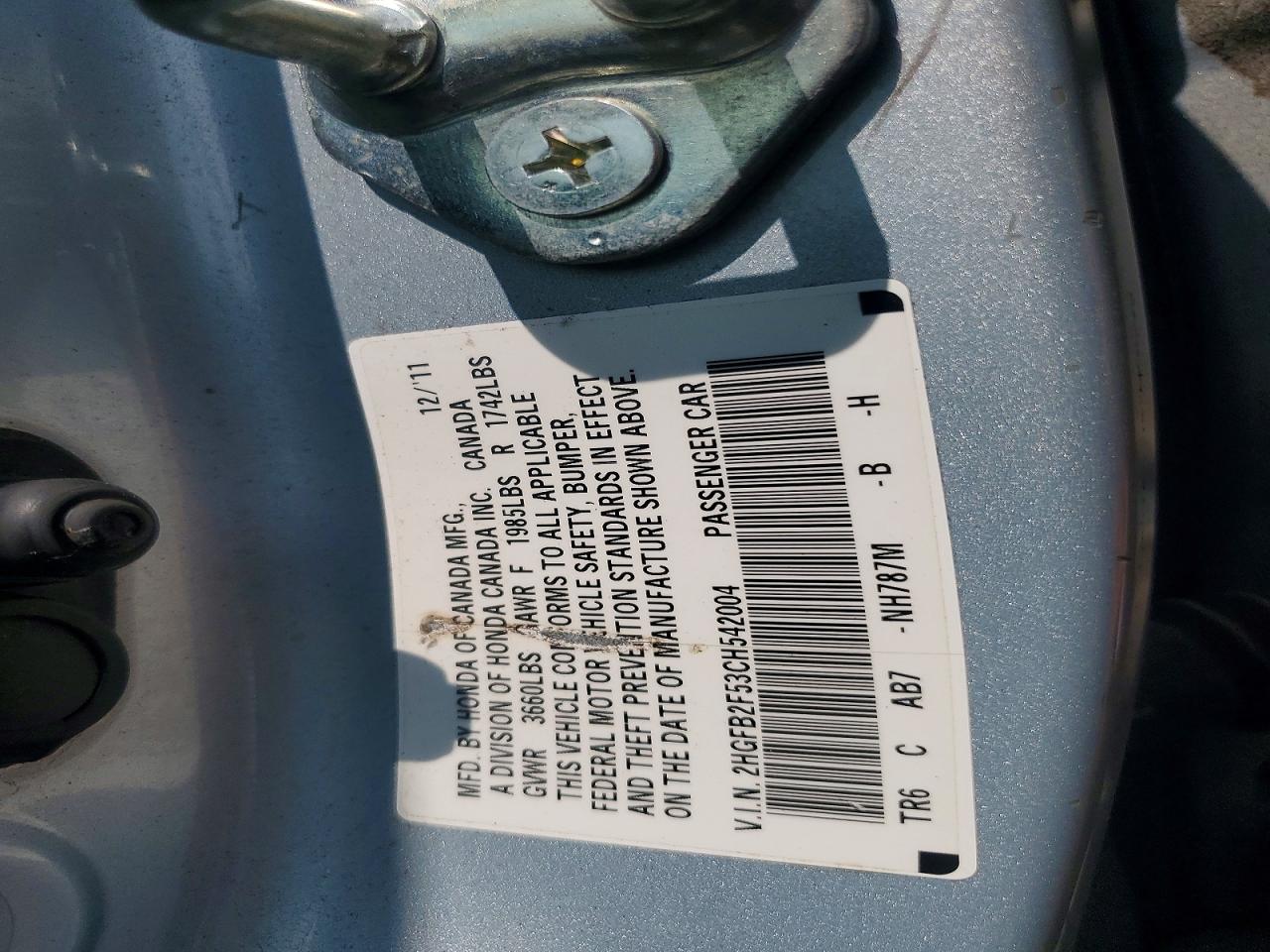 2012 Honda Civic Lx Синий vin: 2HGFB2F53CH542004