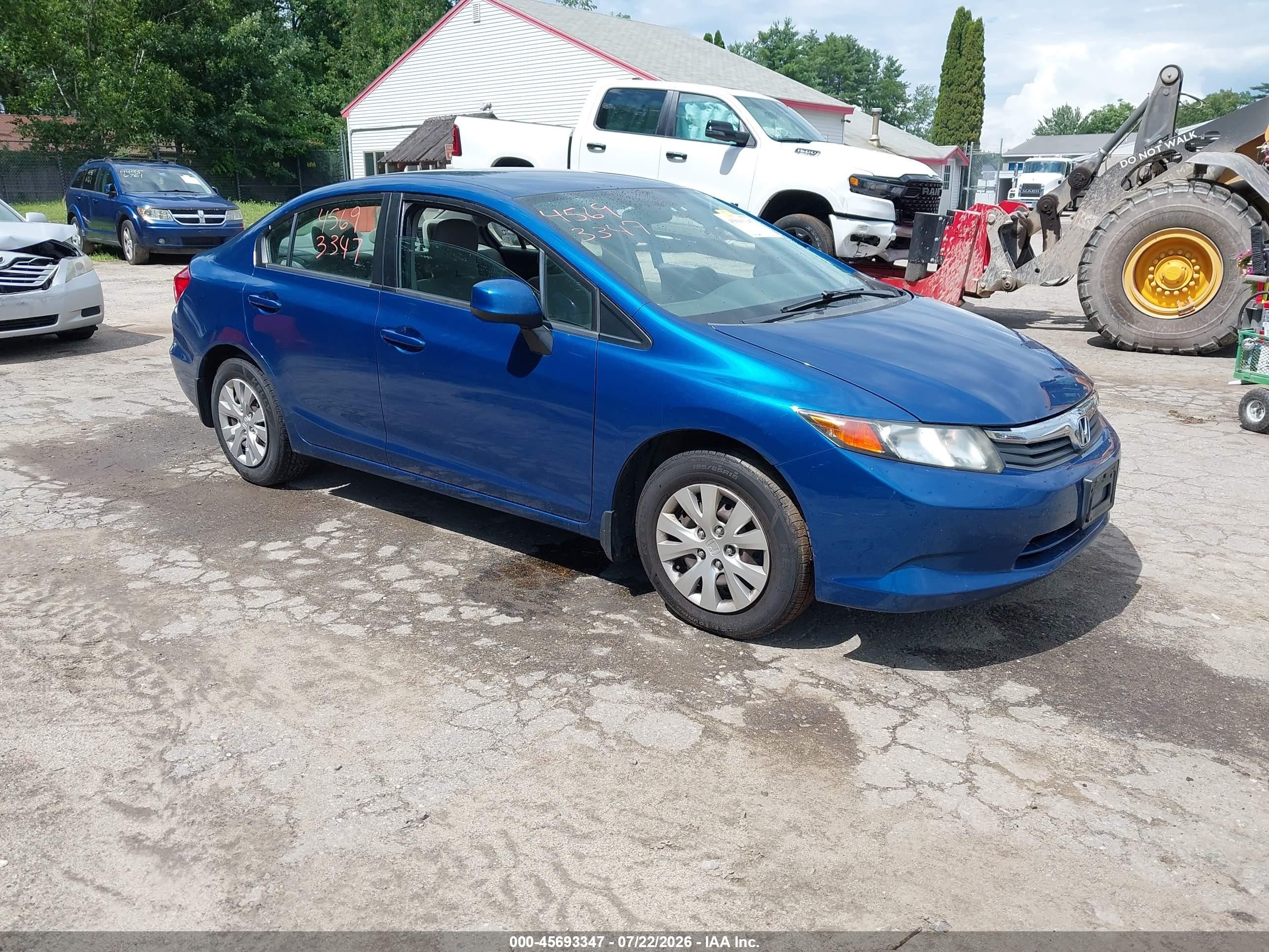 2012 Honda Civic Lx Blue vin: 2HGFB2F53CH554640
