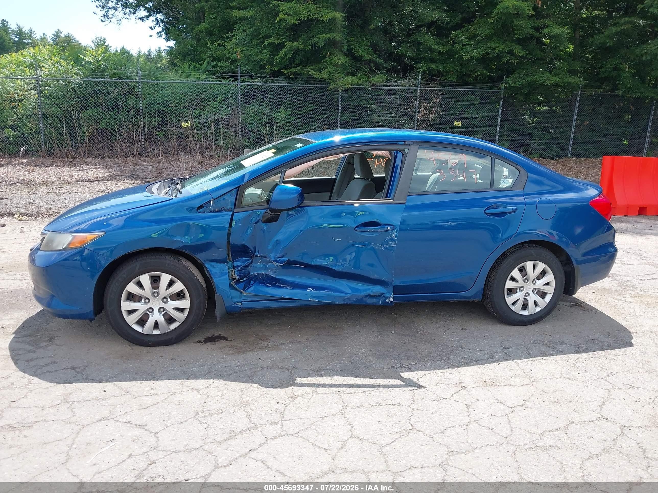 2012 Honda Civic Lx Blue vin: 2HGFB2F53CH554640