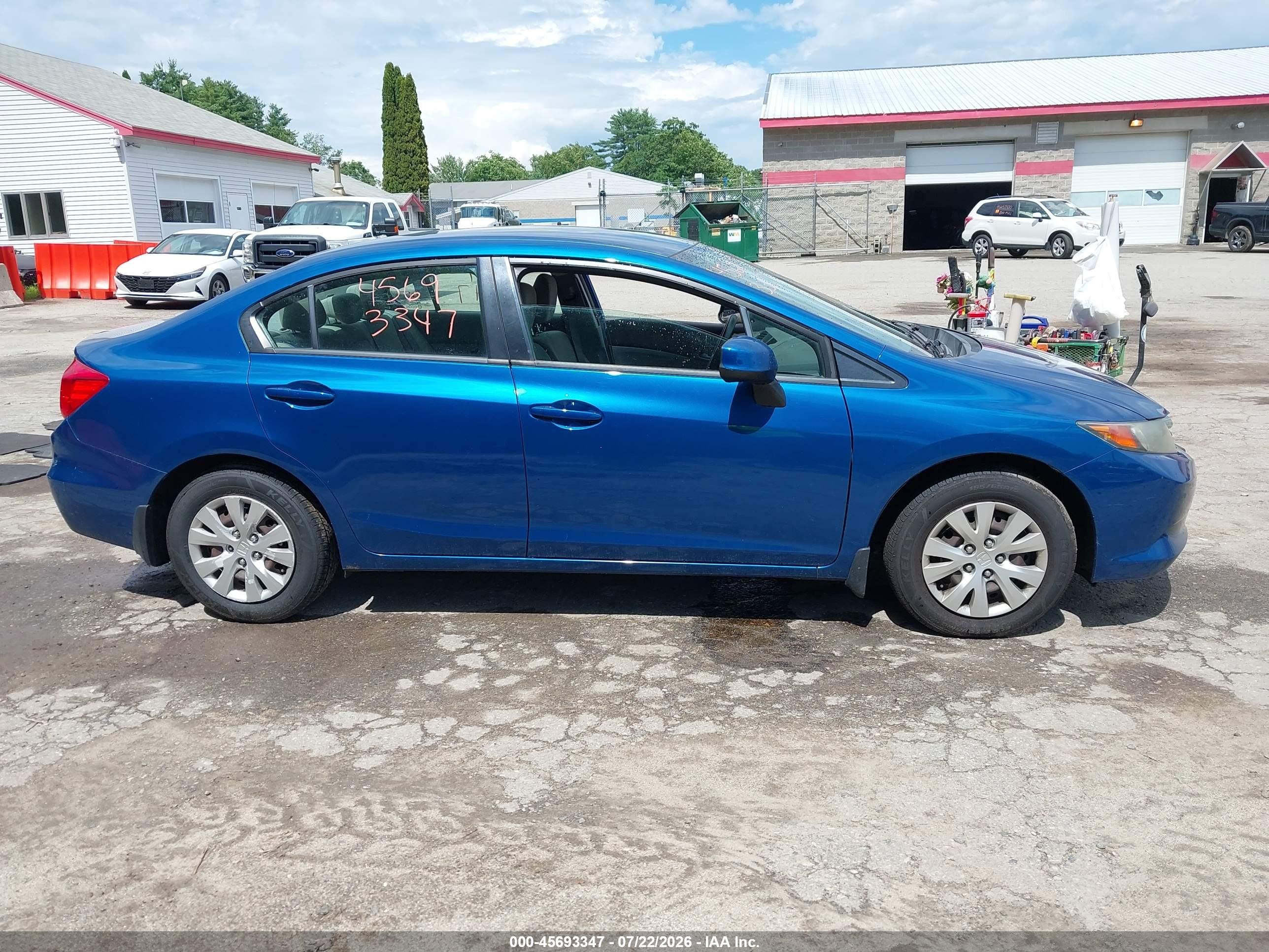 2012 Honda Civic Lx Blue vin: 2HGFB2F53CH554640