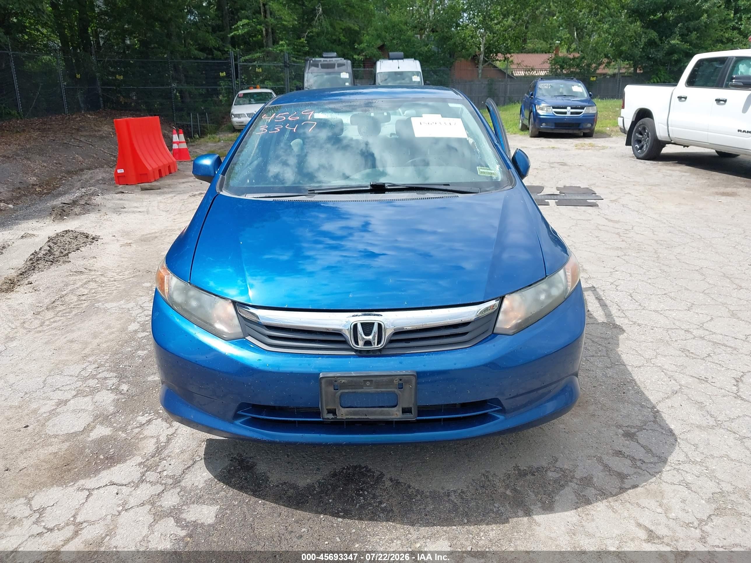 2012 Honda Civic Lx Blue vin: 2HGFB2F53CH554640