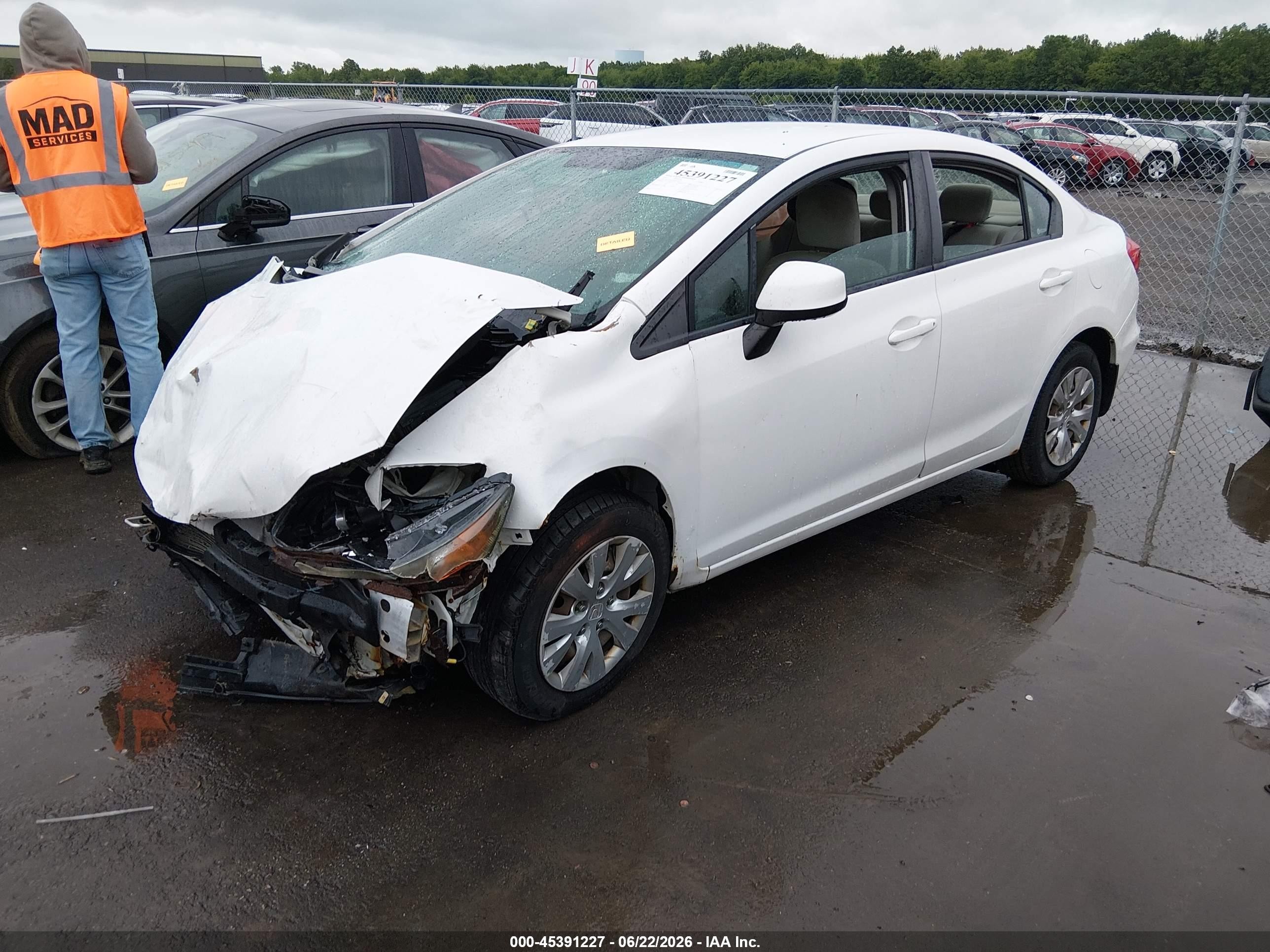 2012 Honda Civic Lx White vin: 2HGFB2F53CH561023