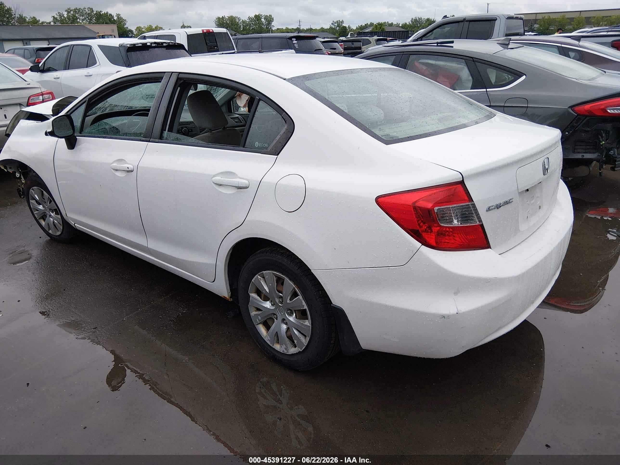 2012 Honda Civic Lx White vin: 2HGFB2F53CH561023