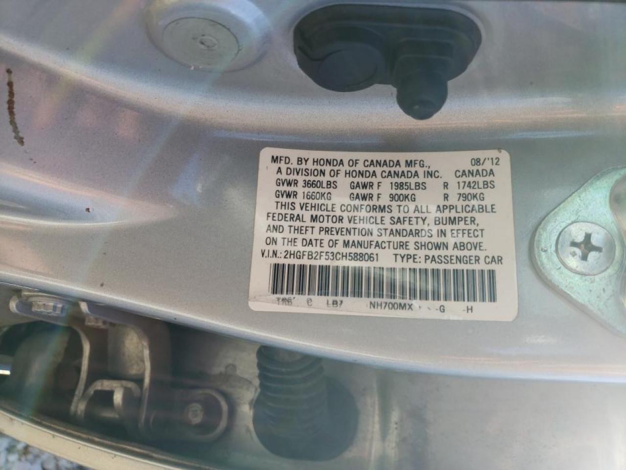 2012 Honda Civic Lx Серебряный vin: 2HGFB2F53CH588061
