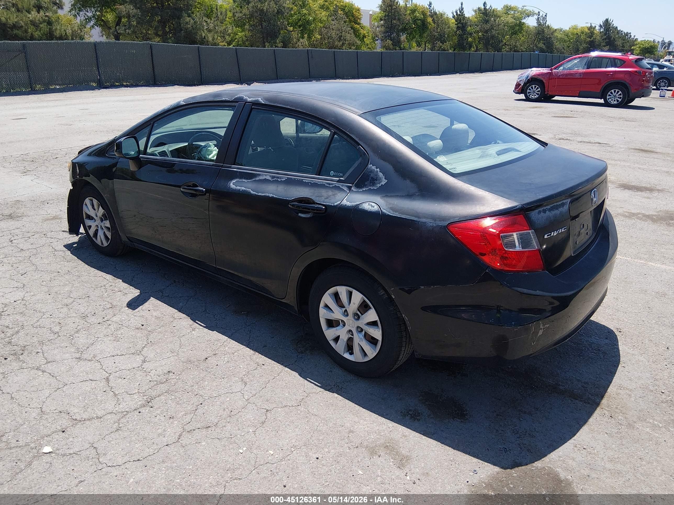 2012 Honda Civic Lx Black vin: 2HGFB2F53CH599495