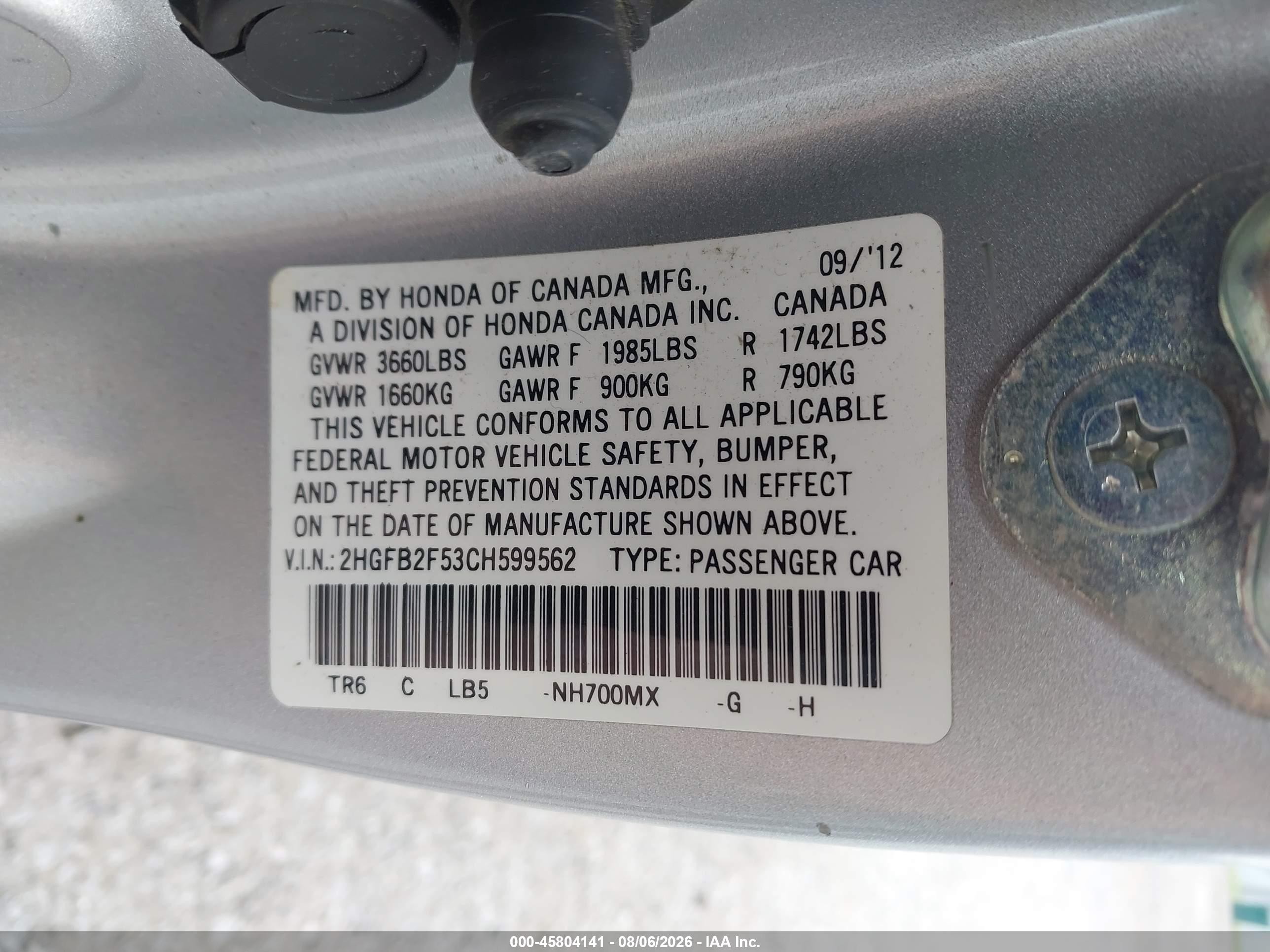 2012 Honda Civic Lx Silver vin: 2HGFB2F53CH599562