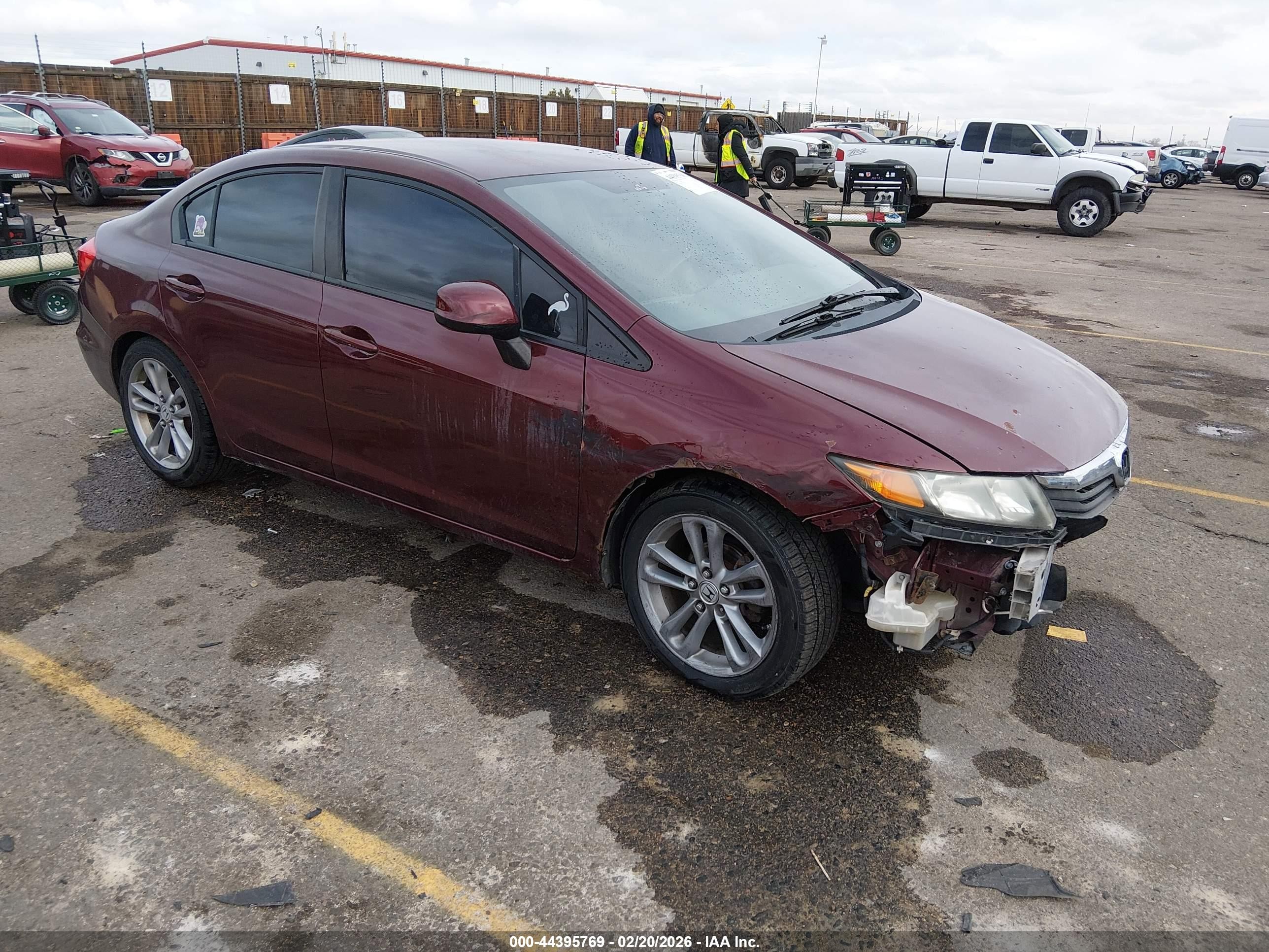 2012 Honda Civic Lx Maroon vin: 2HGFB2F53CH608552