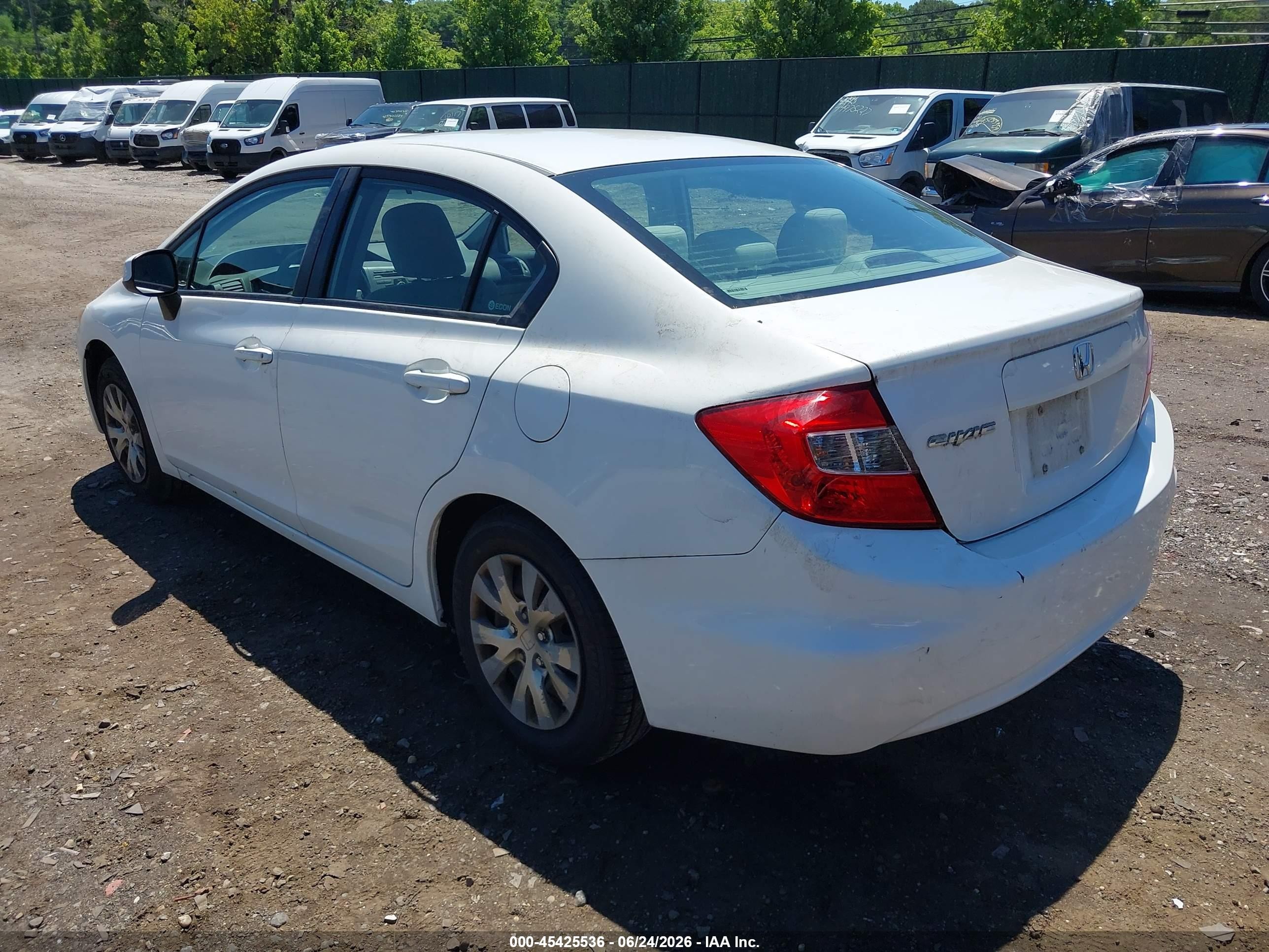 2012 Honda Civic Lx White vin: 2HGFB2F53CH611340
