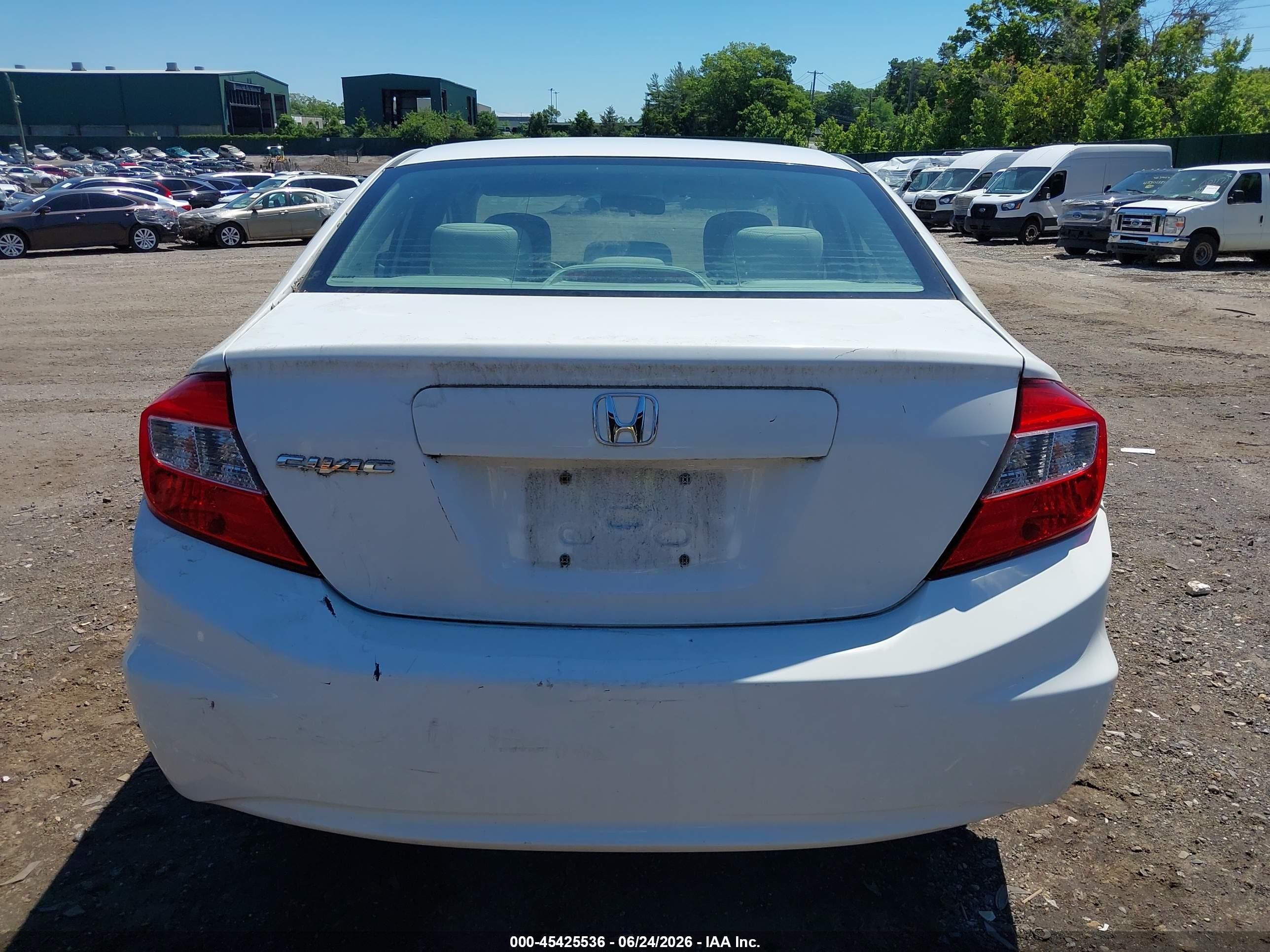 2012 Honda Civic Lx White vin: 2HGFB2F53CH611340