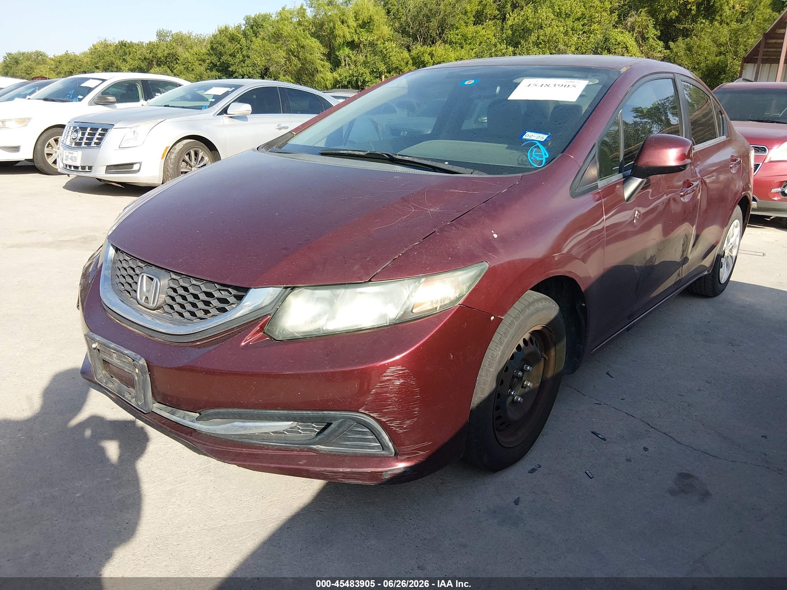 2013 Honda Civic Lx Burgundy vin: 2HGFB2F53DH505746
