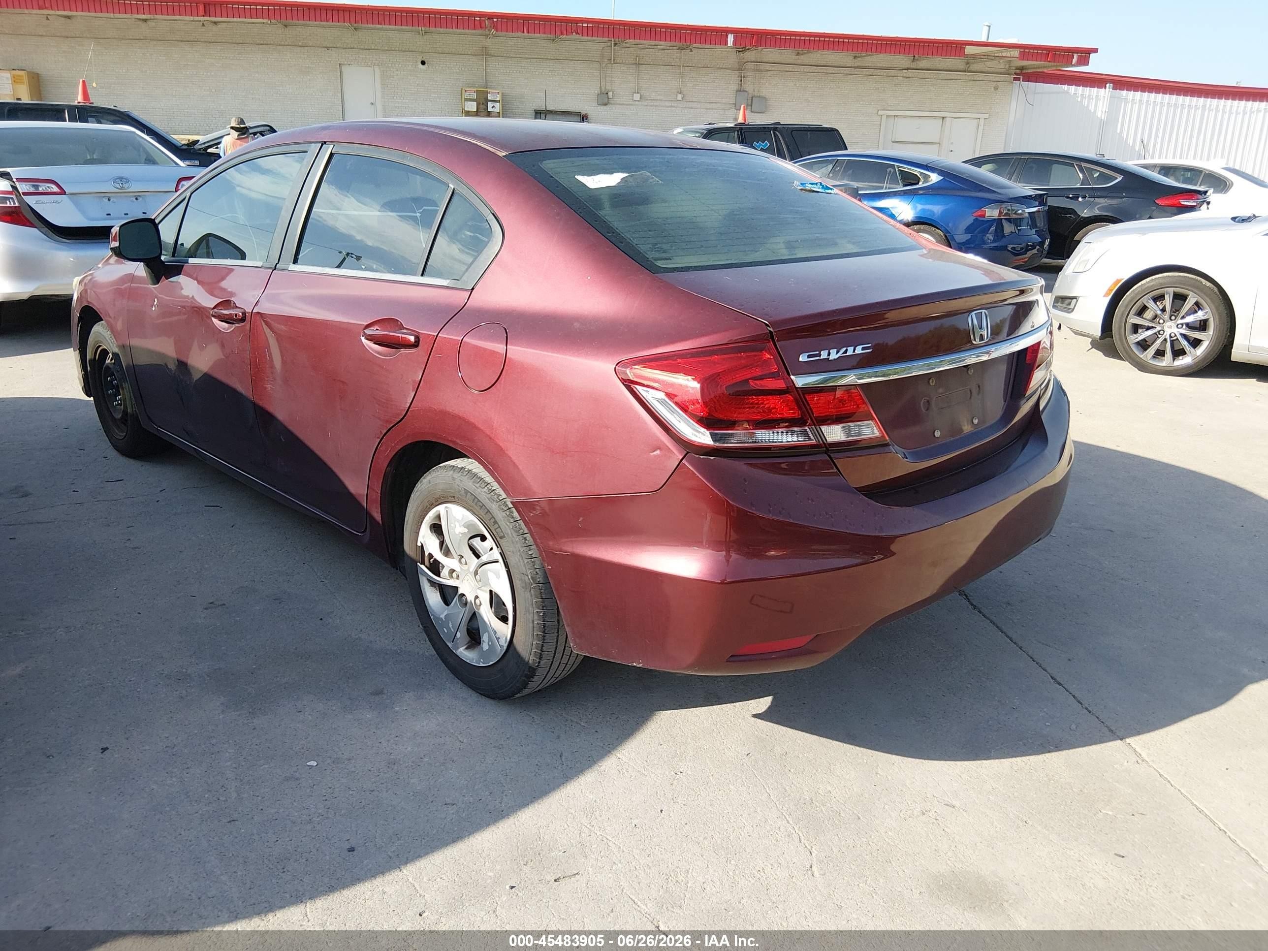 2013 Honda Civic Lx Burgundy vin: 2HGFB2F53DH505746