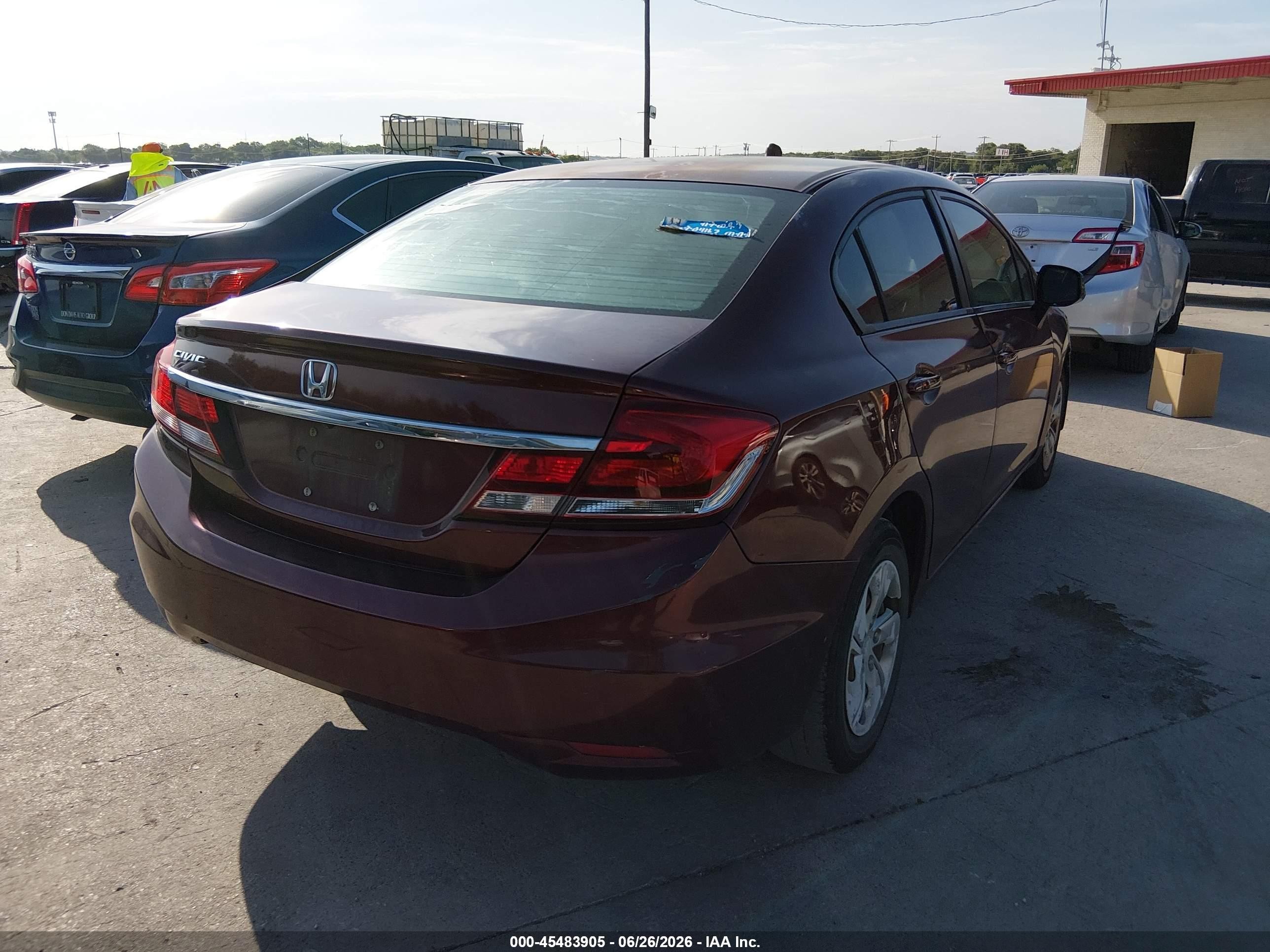 2013 Honda Civic Lx Burgundy vin: 2HGFB2F53DH505746