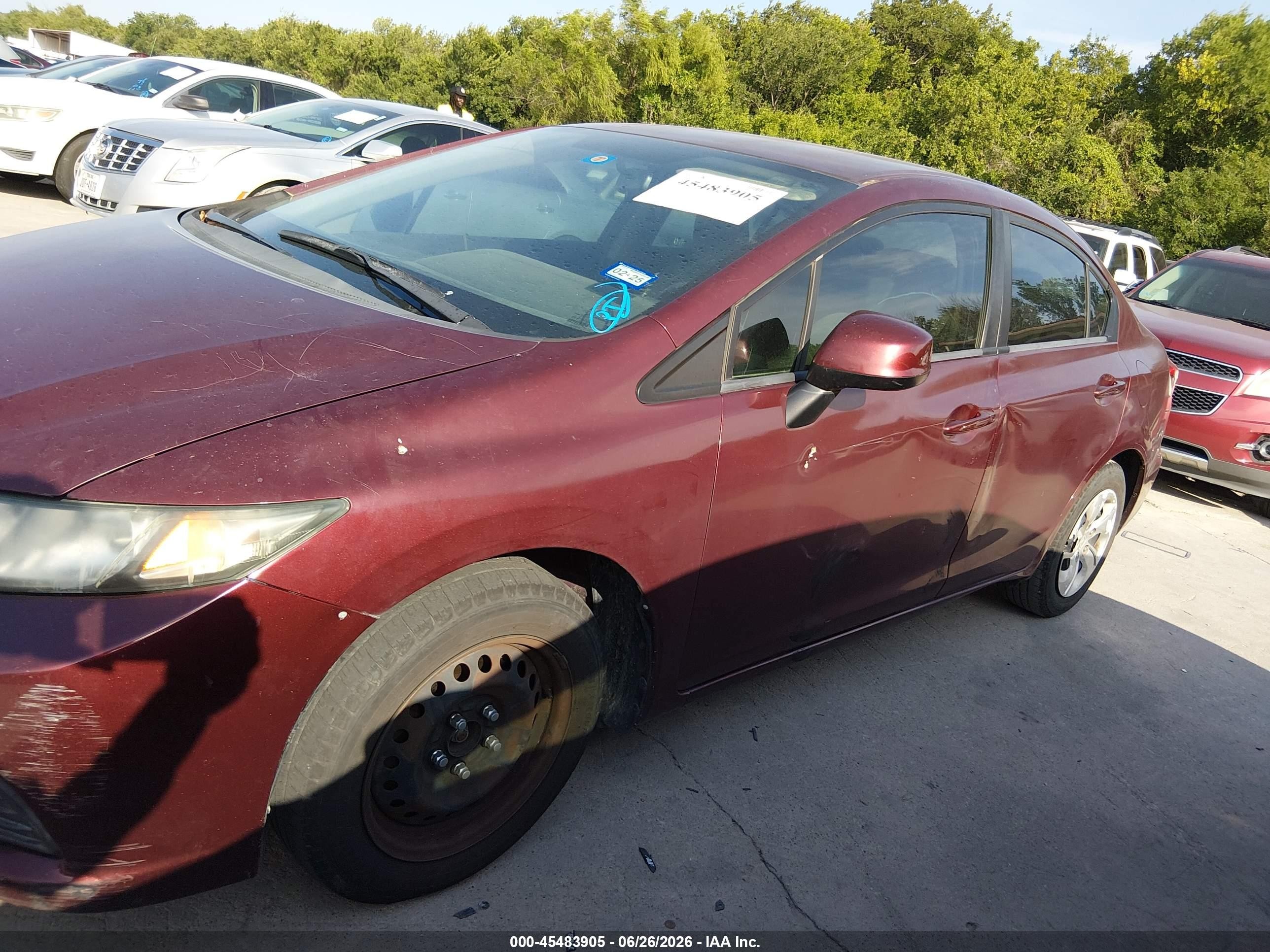 2013 Honda Civic Lx Burgundy vin: 2HGFB2F53DH505746