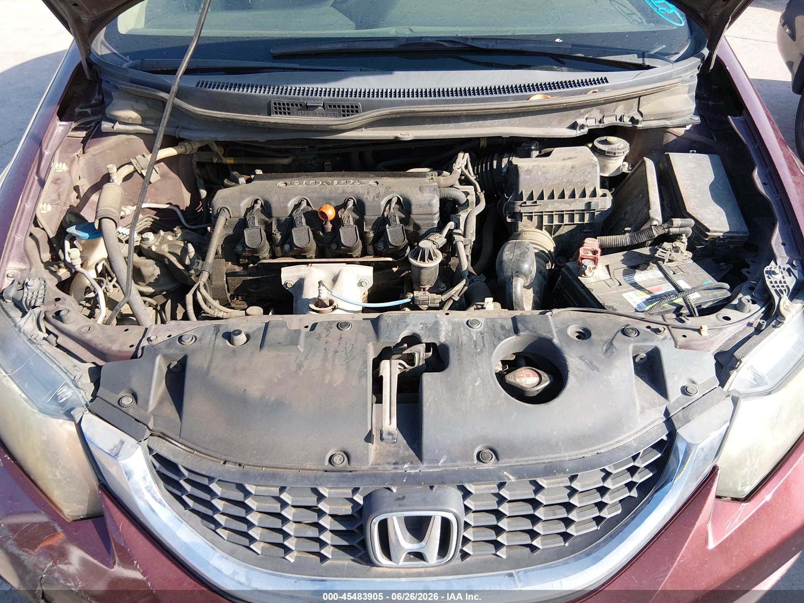 2013 Honda Civic Lx Burgundy vin: 2HGFB2F53DH505746