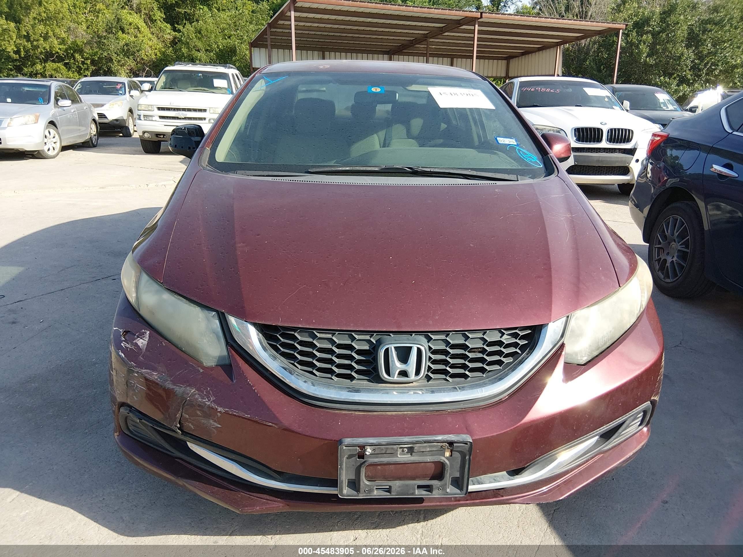 2013 Honda Civic Lx Burgundy vin: 2HGFB2F53DH505746