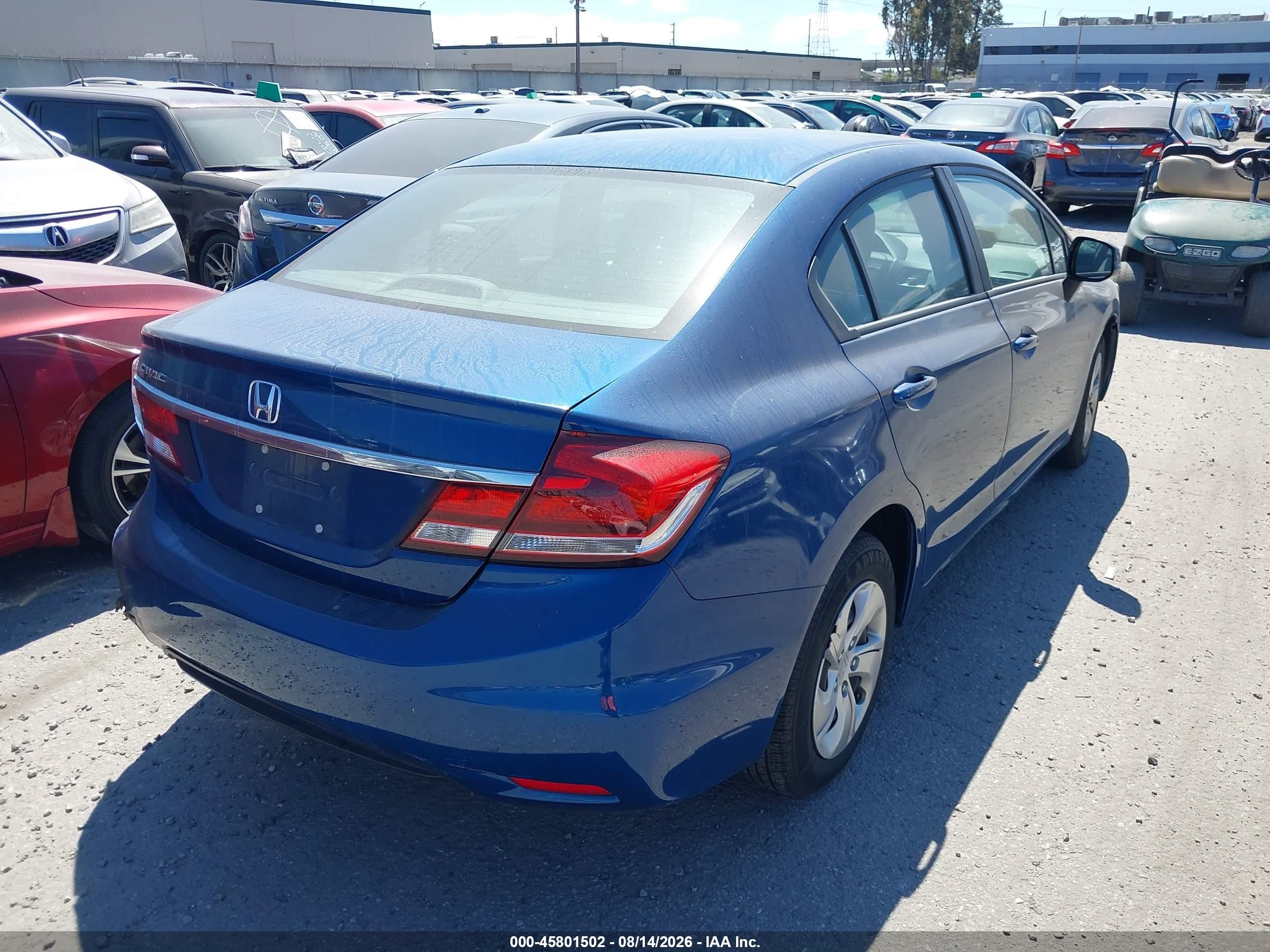 2013 Honda Civic Lx Blue vin: 2HGFB2F53DH506959