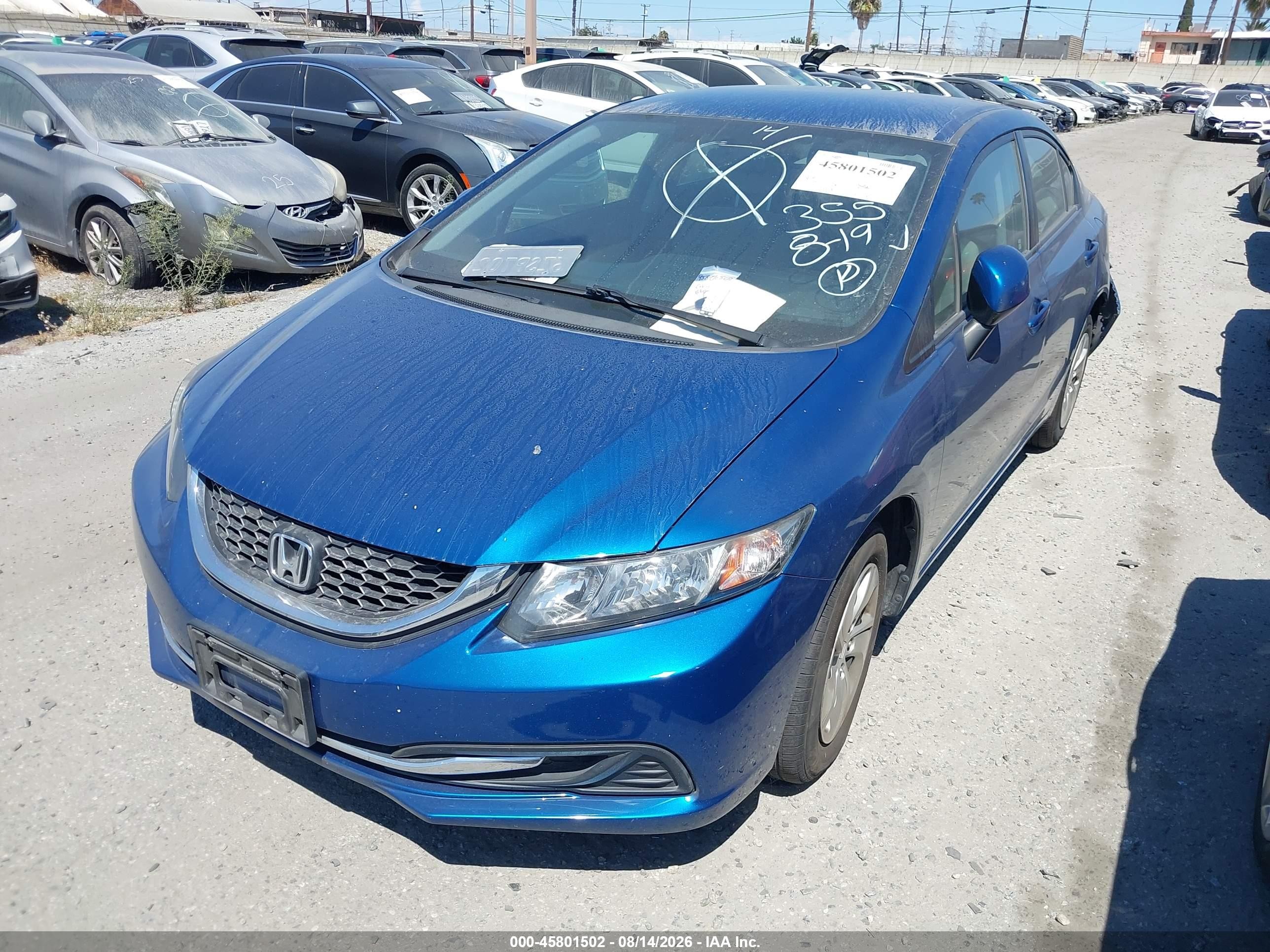 2013 Honda Civic Lx Blue vin: 2HGFB2F53DH506959