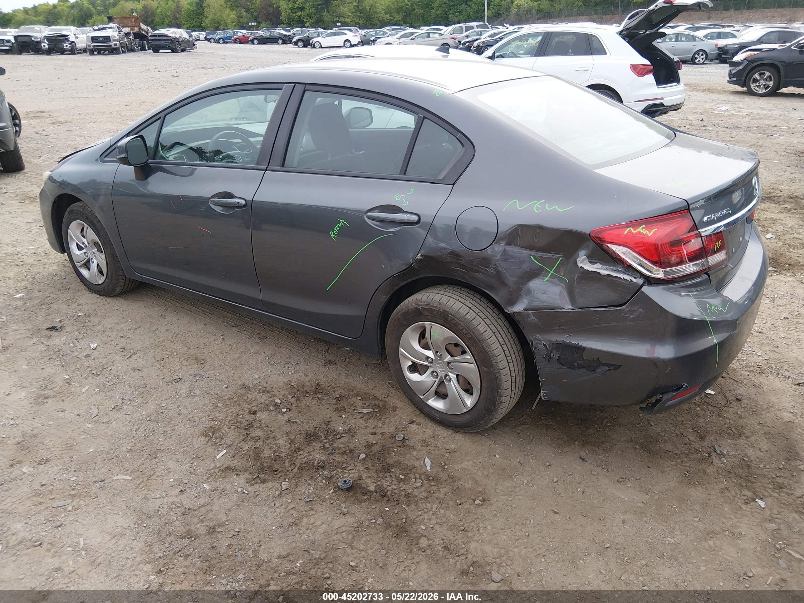 2013 Honda Civic Lx Gray vin: 2HGFB2F53DH523261