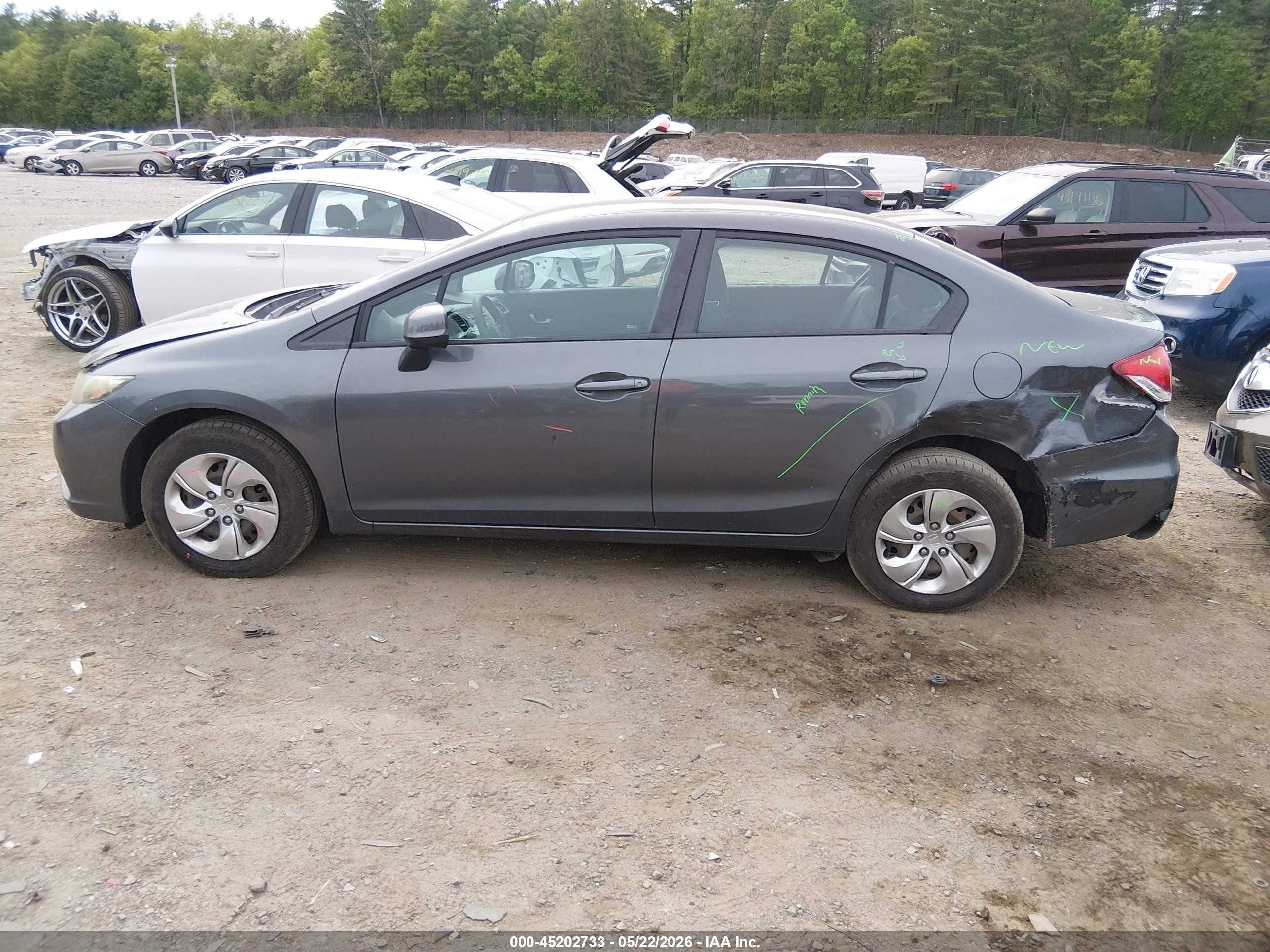 2013 Honda Civic Lx Gray vin: 2HGFB2F53DH523261