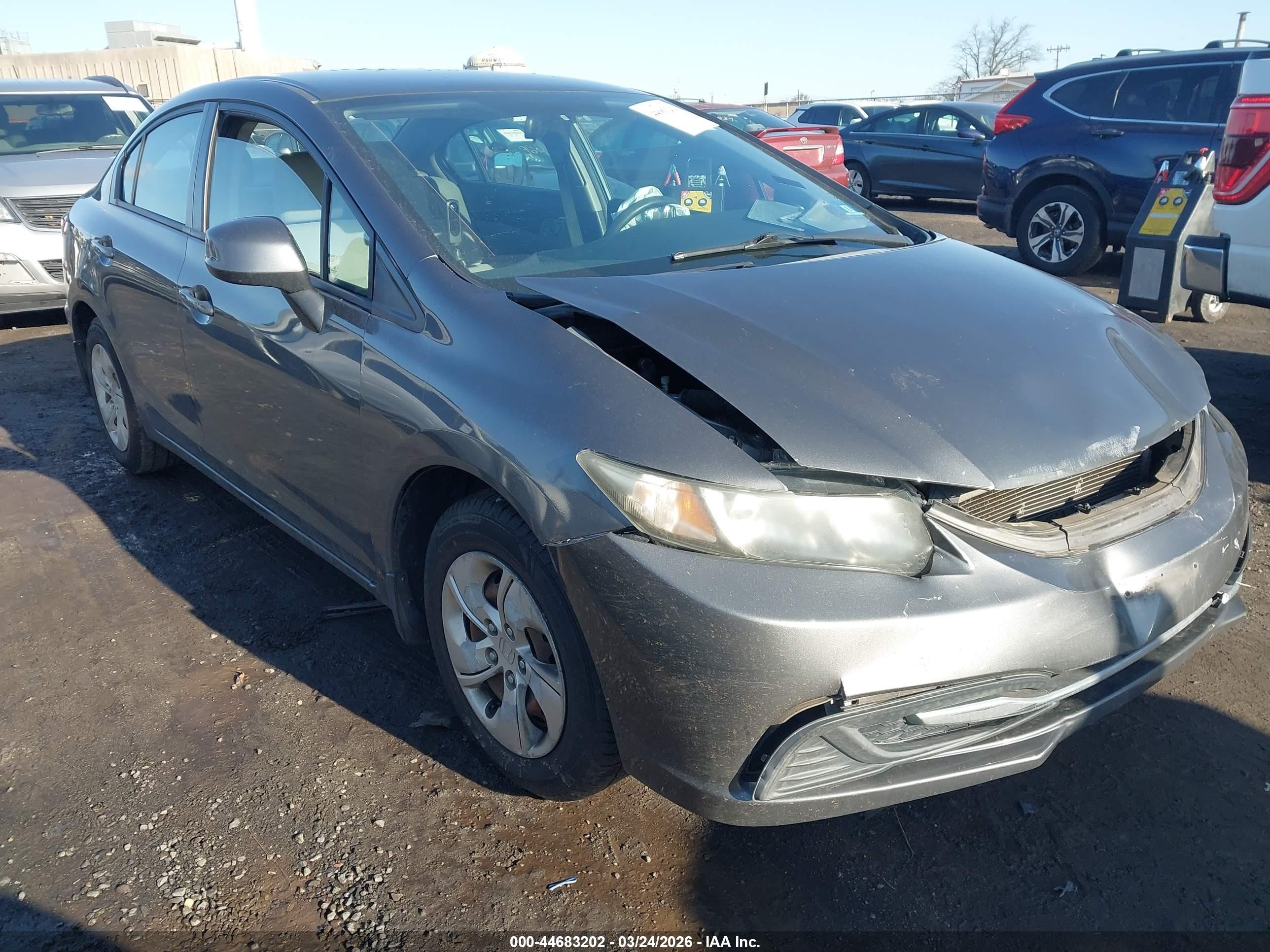 2013 Honda Civic Lx Gray vin: 2HGFB2F53DH544417