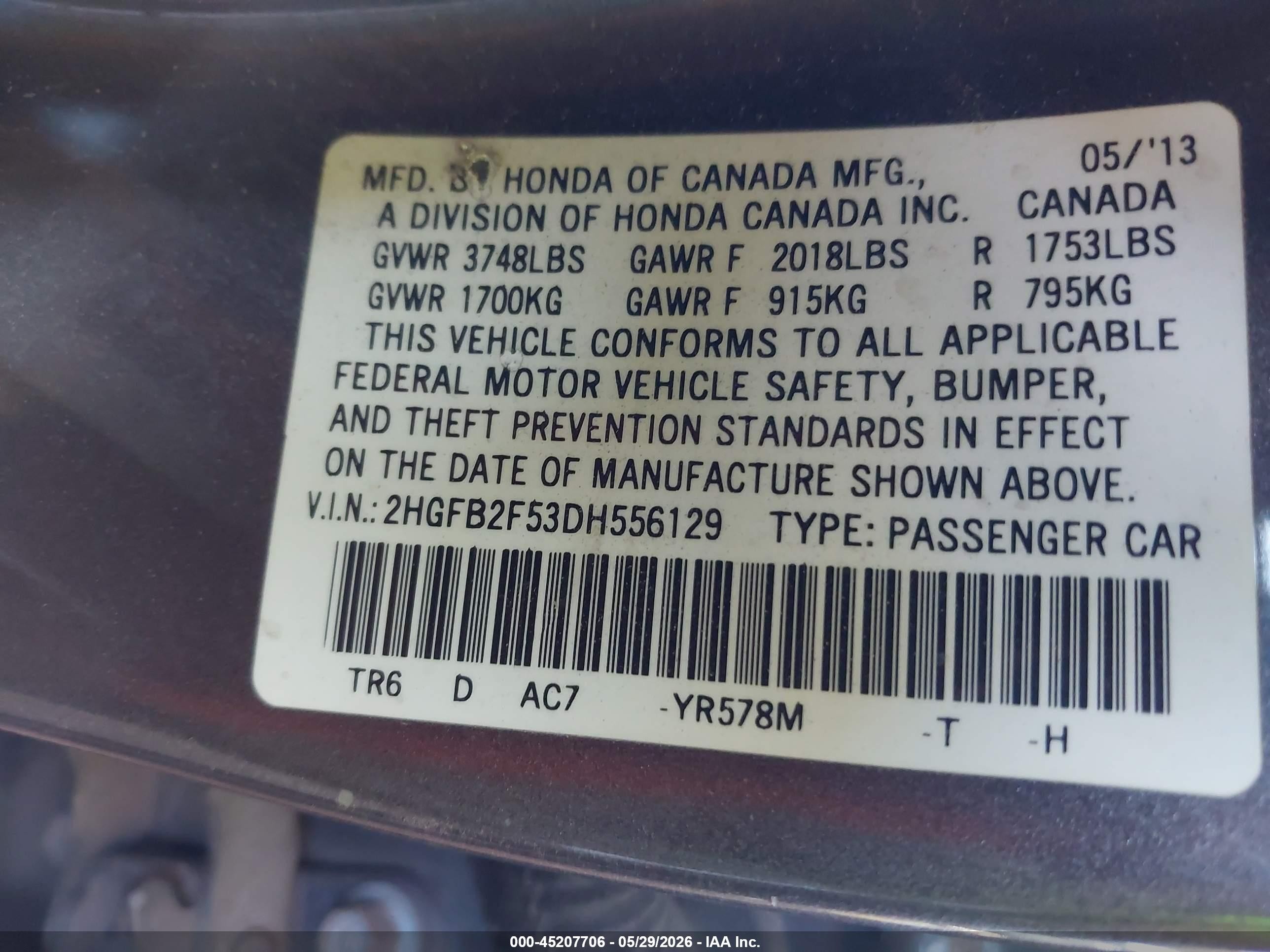 2013 Honda Civic Lx Silver vin: 2HGFB2F53DH556129