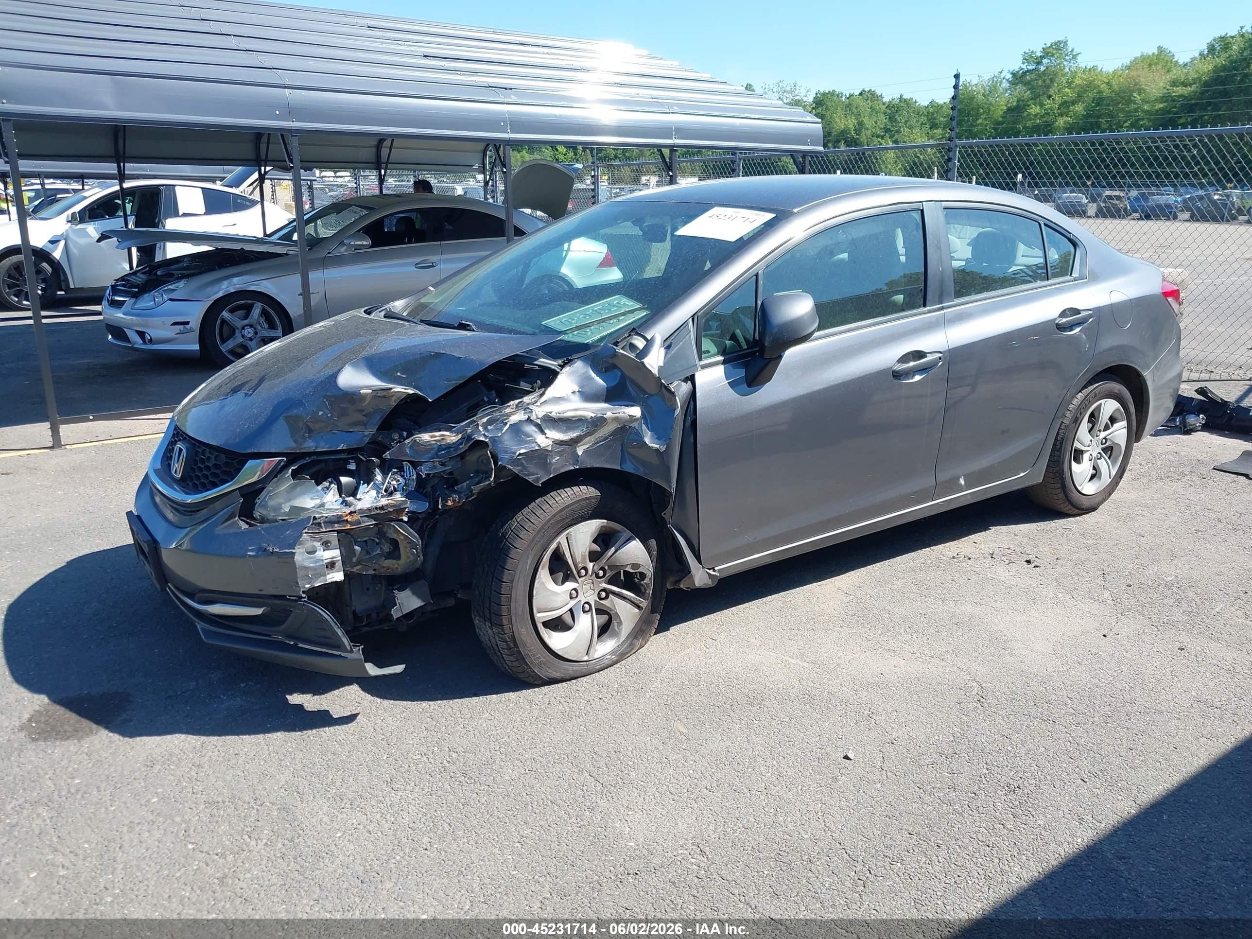2013 Honda Civic Lx Gray vin: 2HGFB2F53DH569477