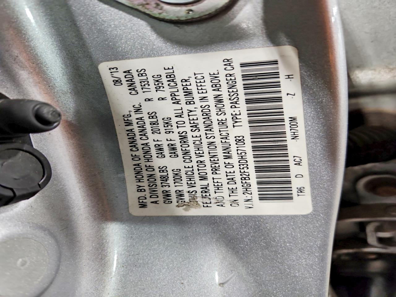 2013 Honda Civic Lx Silver vin: 2HGFB2F53DH571083