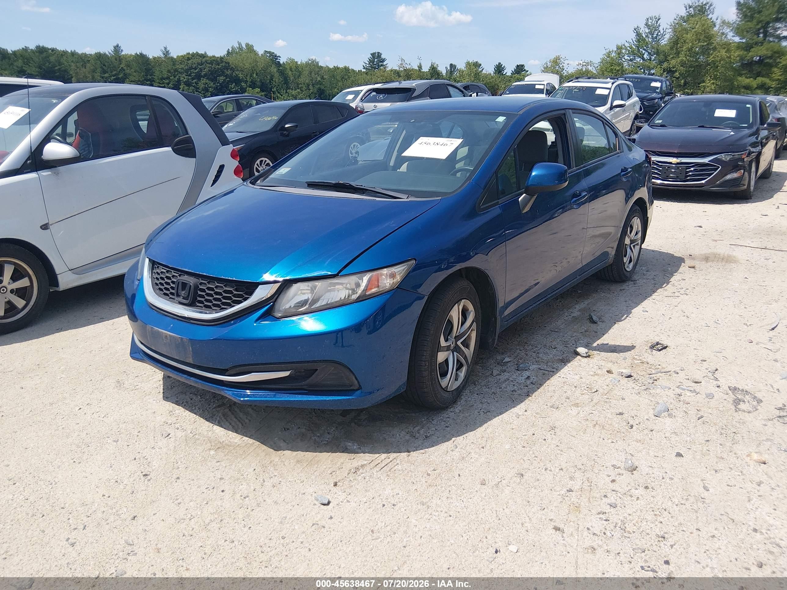 2013 Honda Civic Lx Blue vin: 2HGFB2F53DH578695