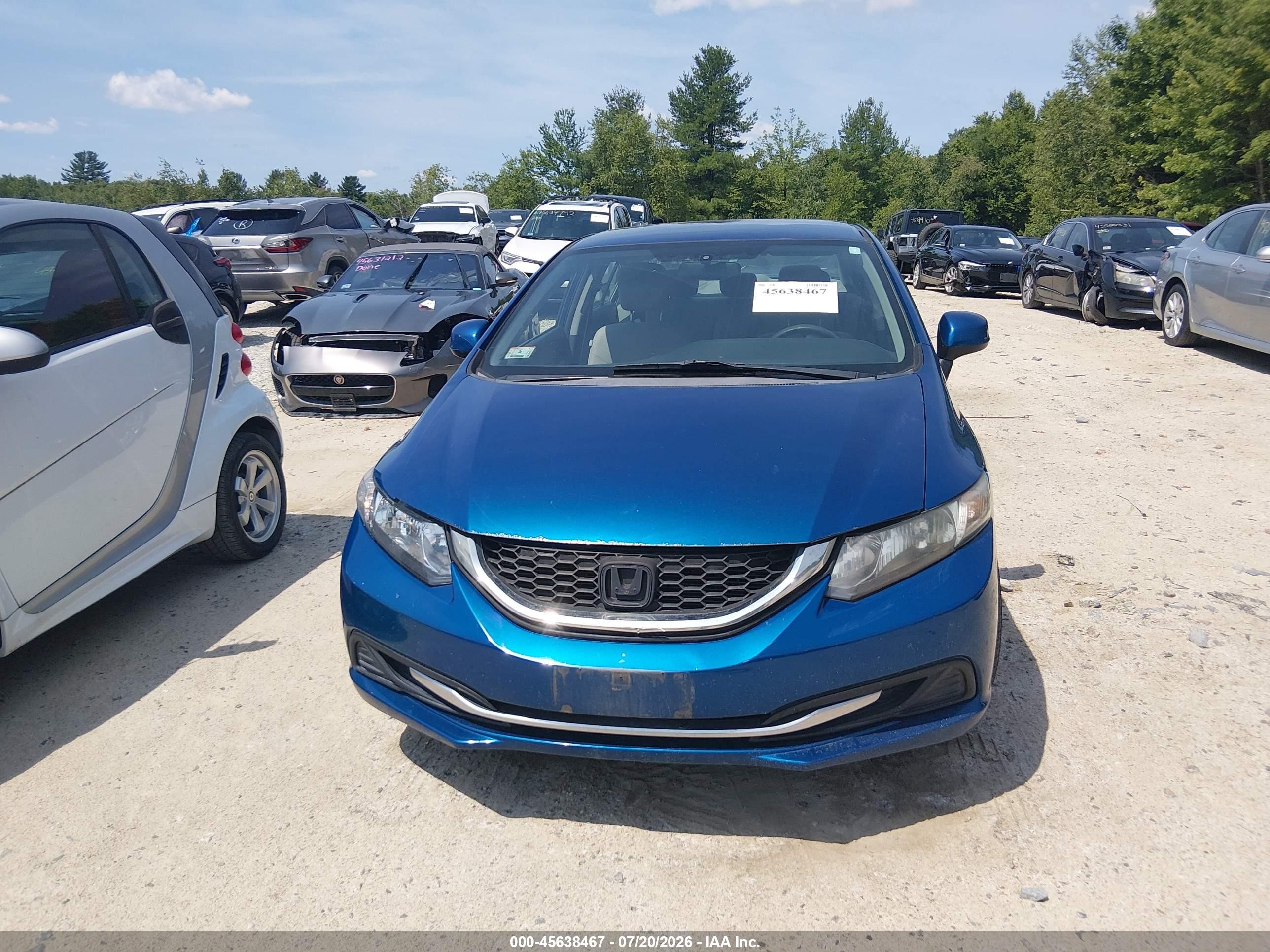 2013 Honda Civic Lx Blue vin: 2HGFB2F53DH578695