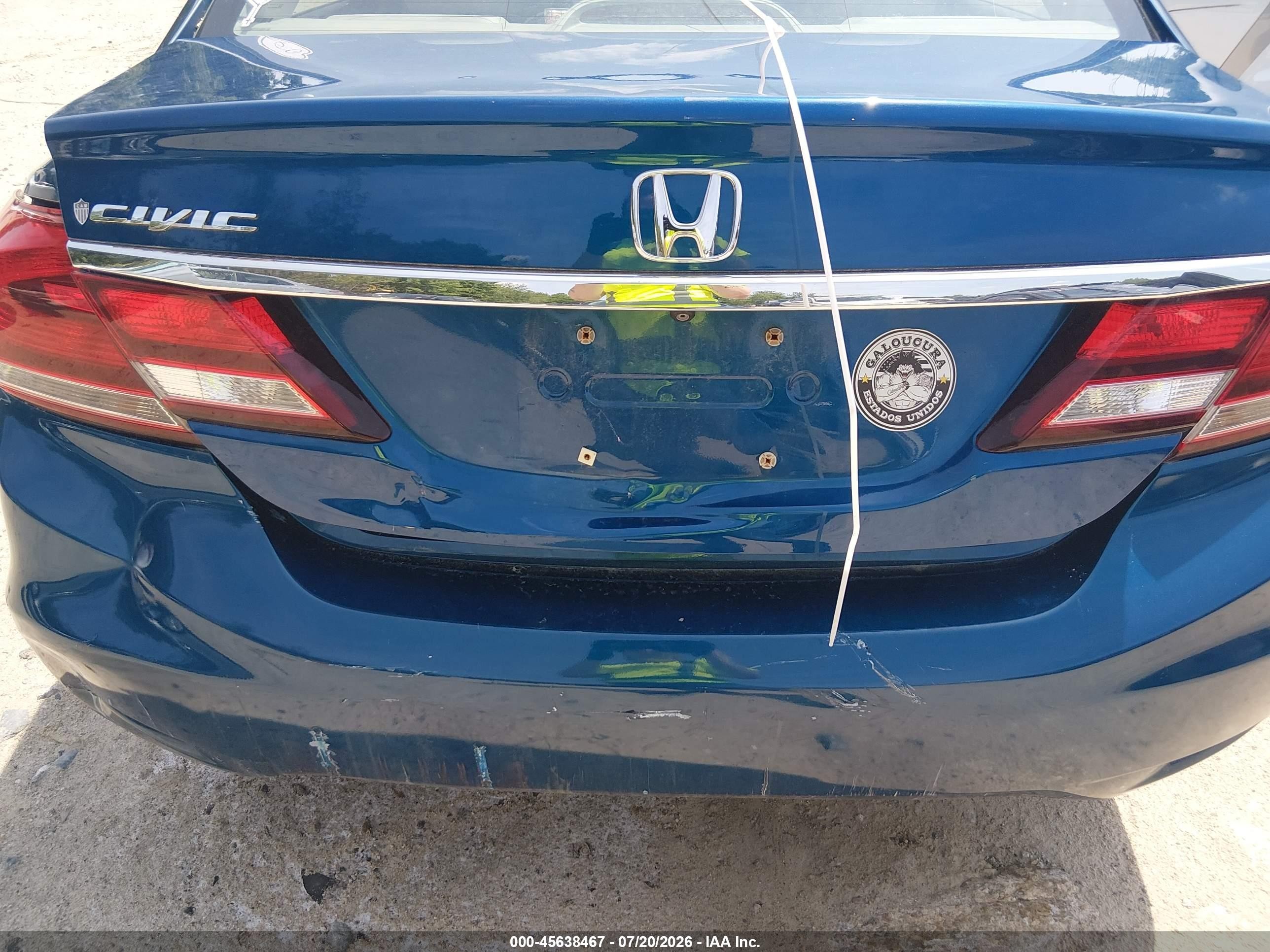 2013 Honda Civic Lx Blue vin: 2HGFB2F53DH578695