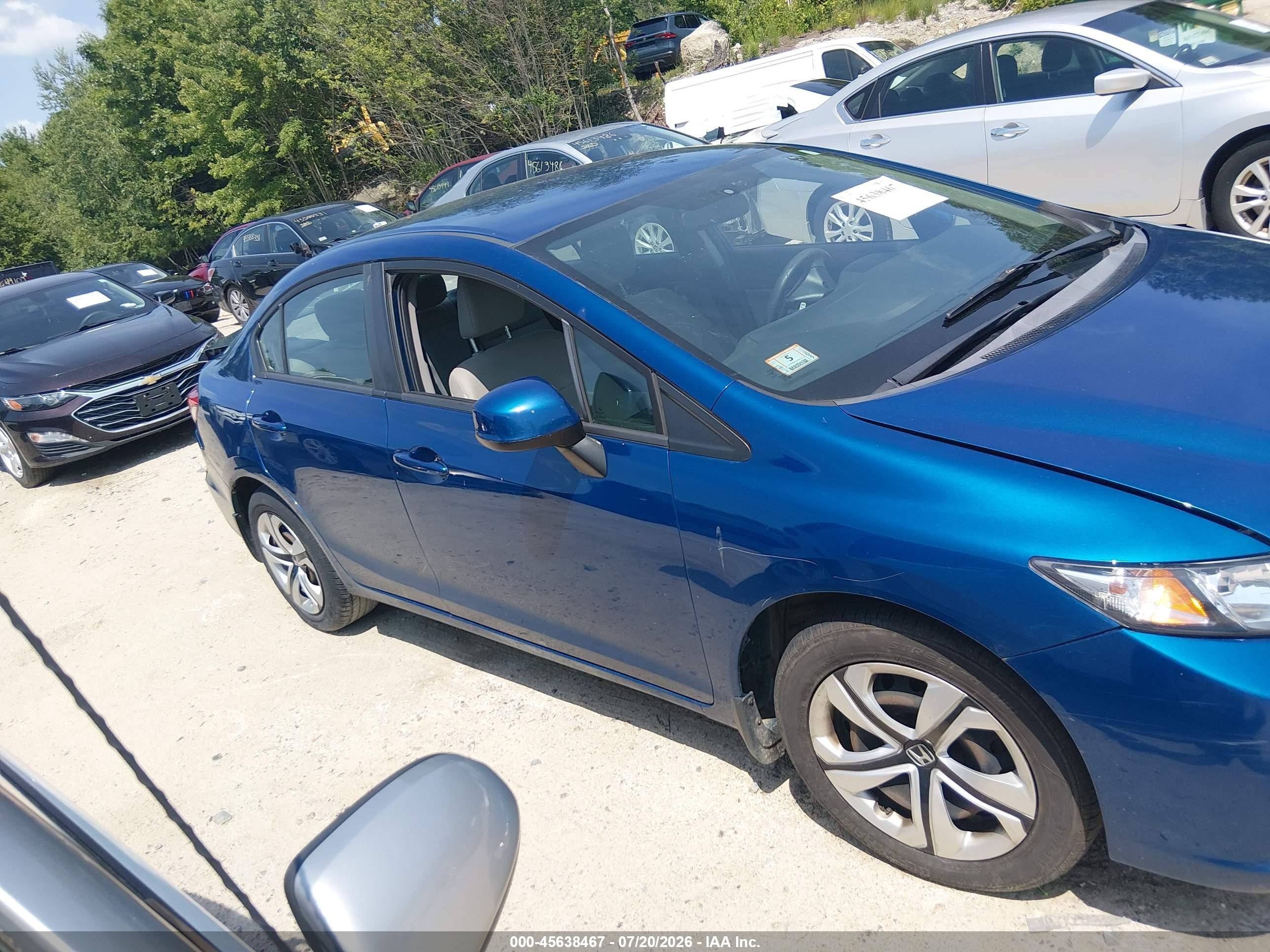 2013 Honda Civic Lx Blue vin: 2HGFB2F53DH578695
