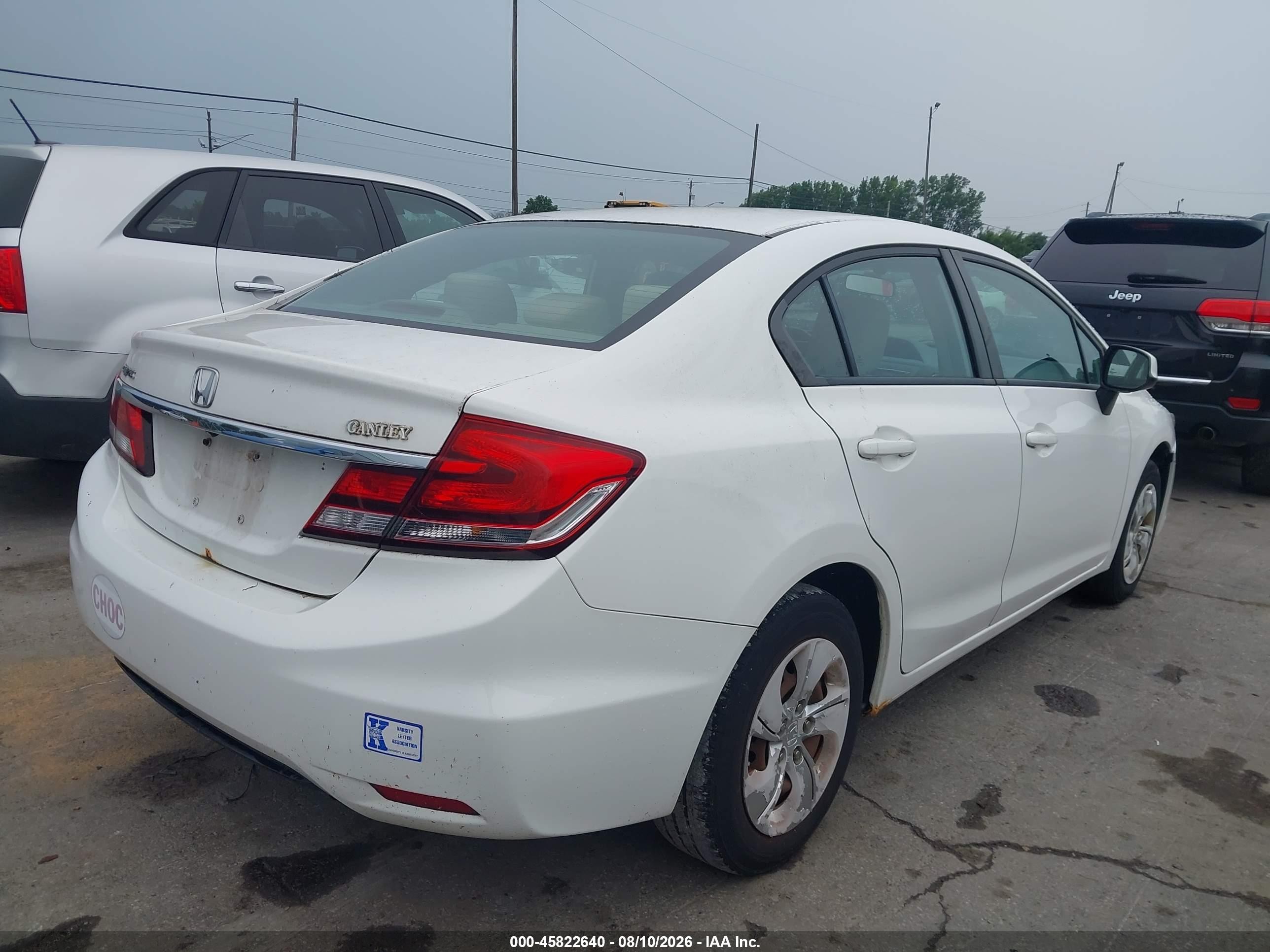 2013 Honda Civic Lx White vin: 2HGFB2F53DH599952