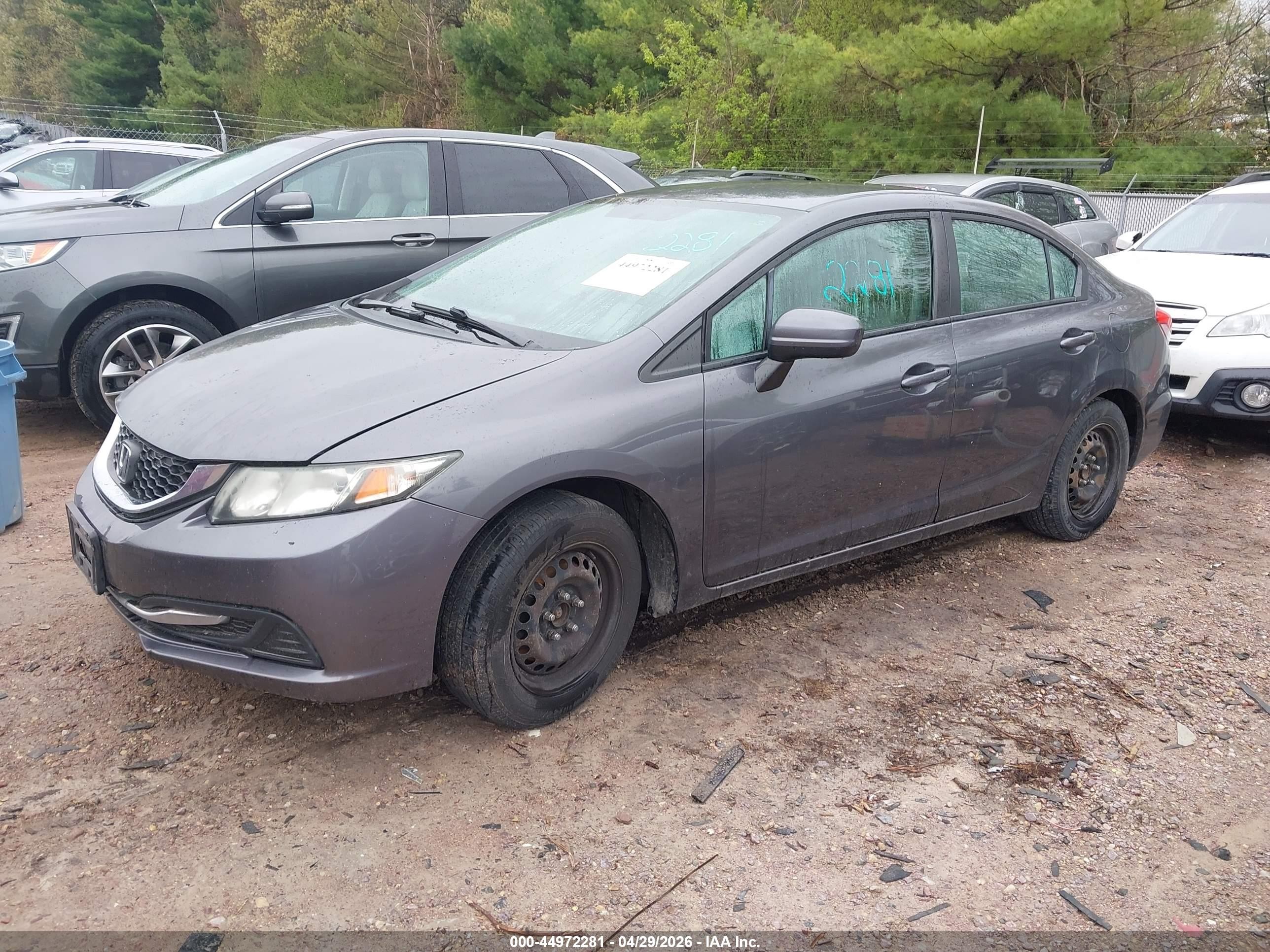 2015 Honda Civic Lx Серый vin: 2HGFB2F53FH505782