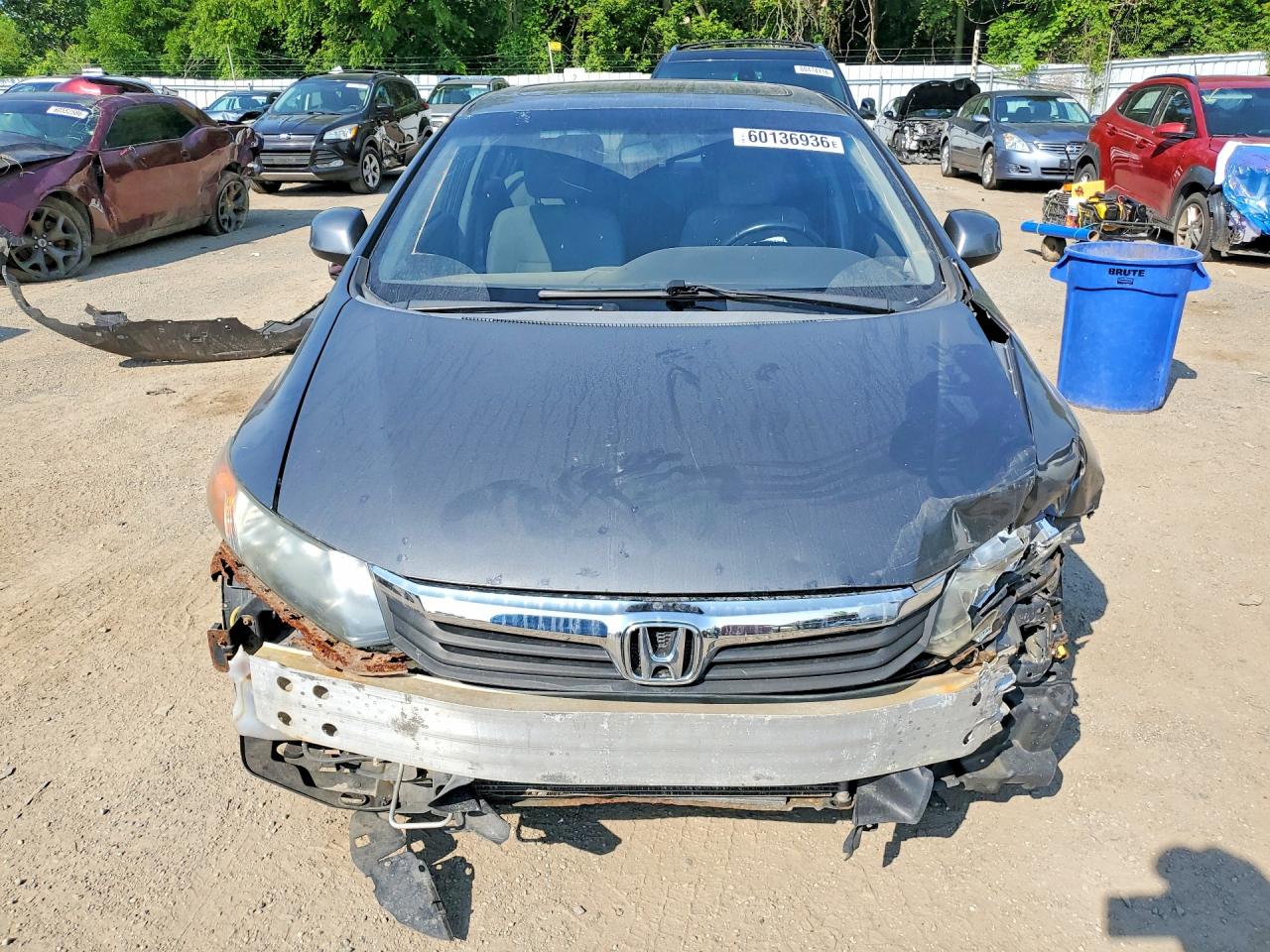 2012 Honda Civic Lx Gray vin: 2HGFB2F54CH030607